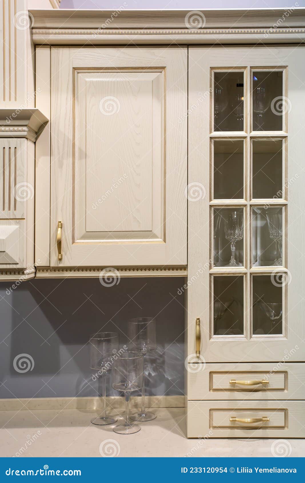 Luxury Traditional Classic Cupboard Closeup Photo with Selective Focus