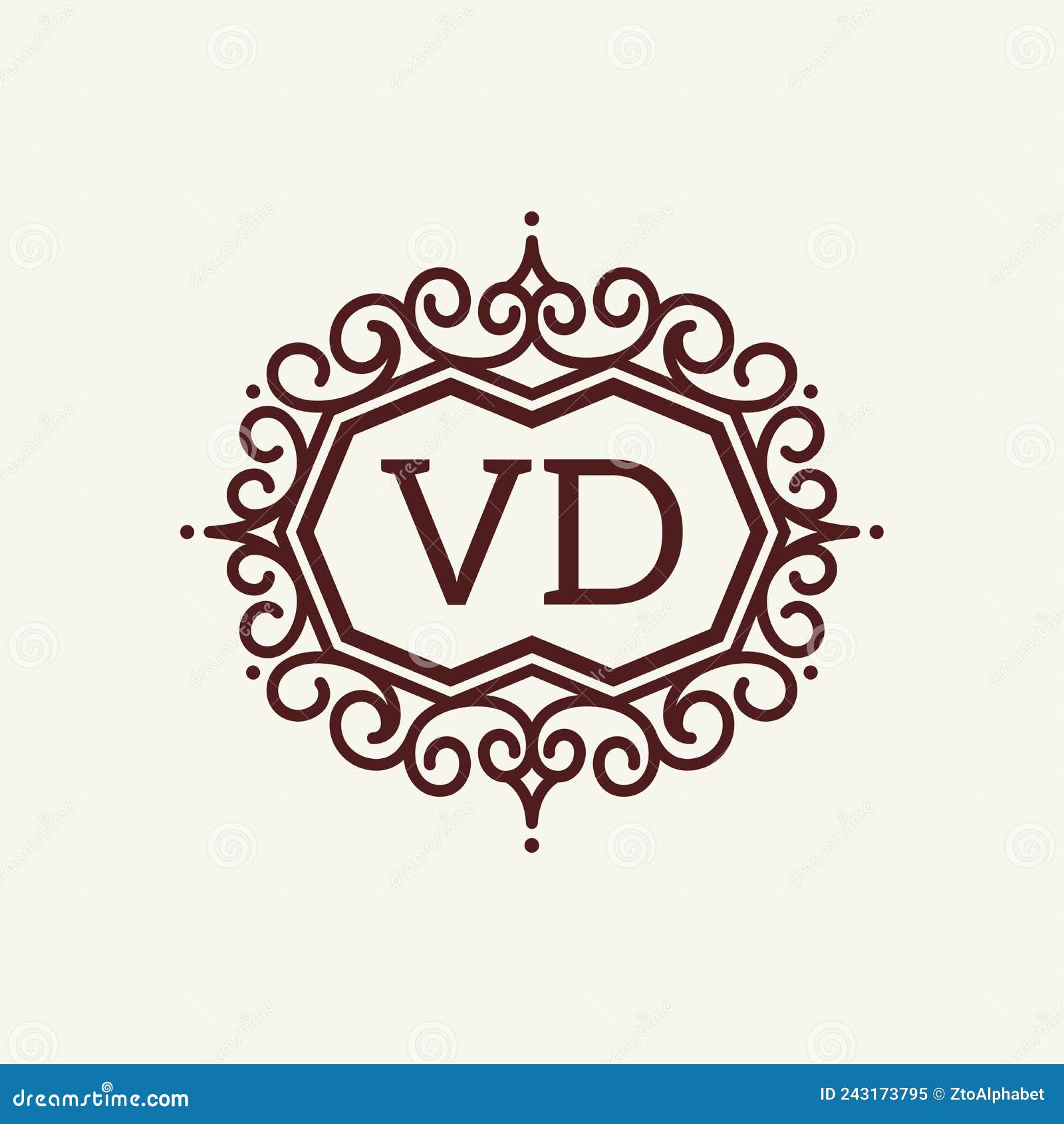 VD Letter Logo Elegant Monogram Swirl Design Stock Vector