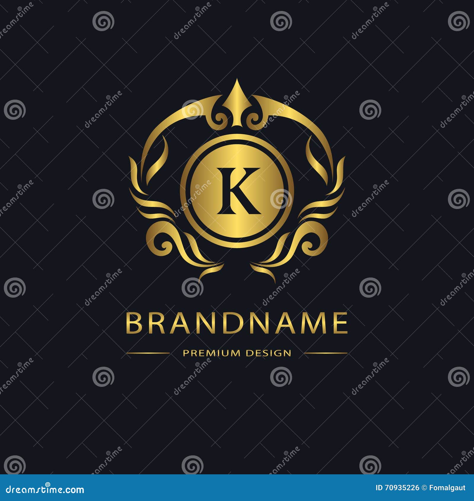 luxury vintage logo. business sign, label. gold letter emblem k for badge, crest, restaurant, royalty, boutique brand, hotel,