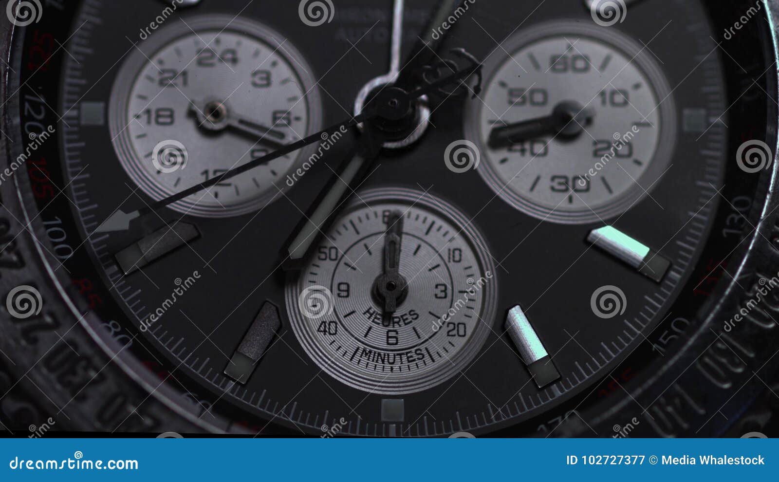 Luxury Watch, Chronograph Closeup. Watch Macro. Detail of a Luxury