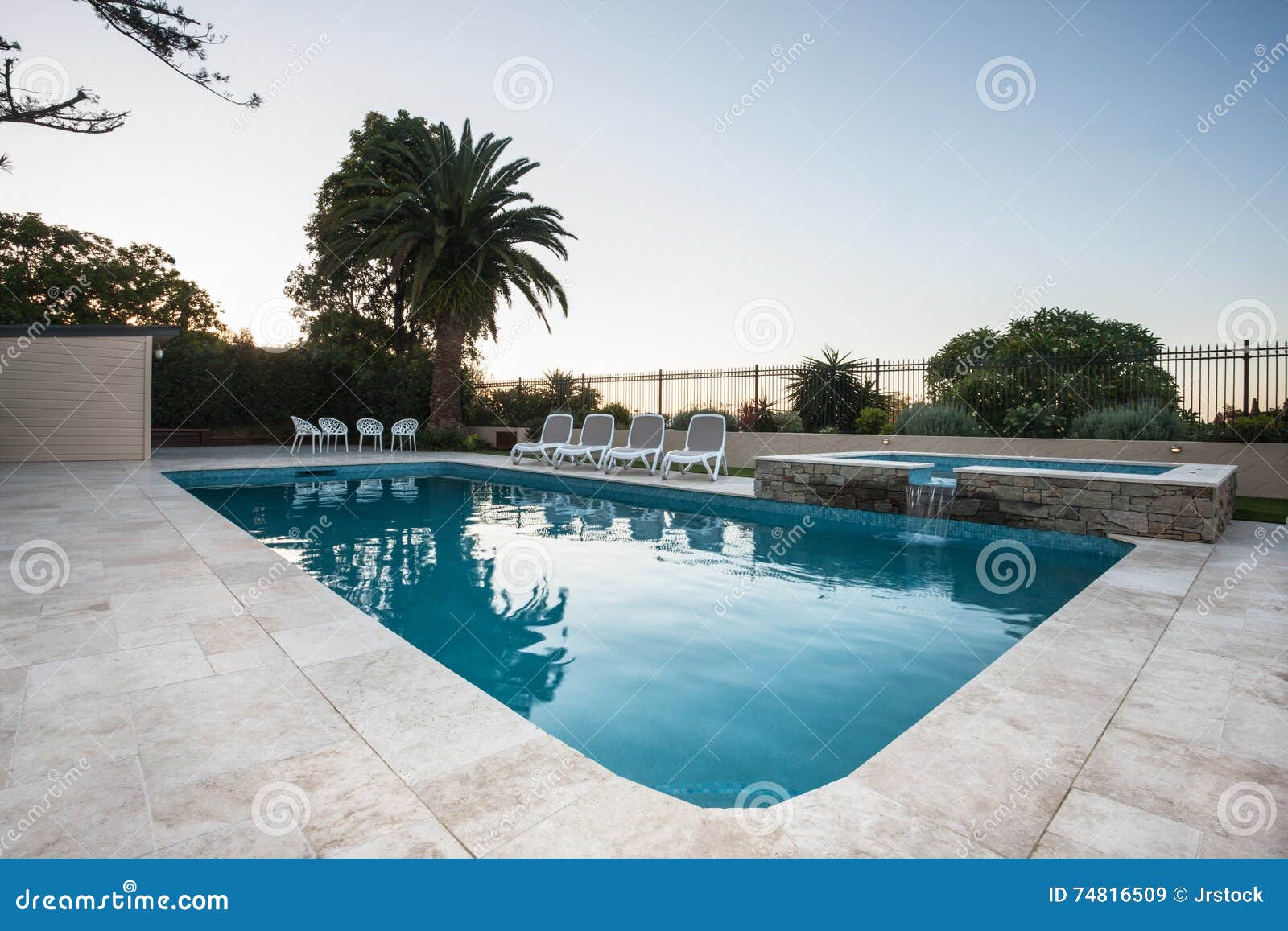 Luxury Water Pool View With A Tile Floor Ground Stock Image