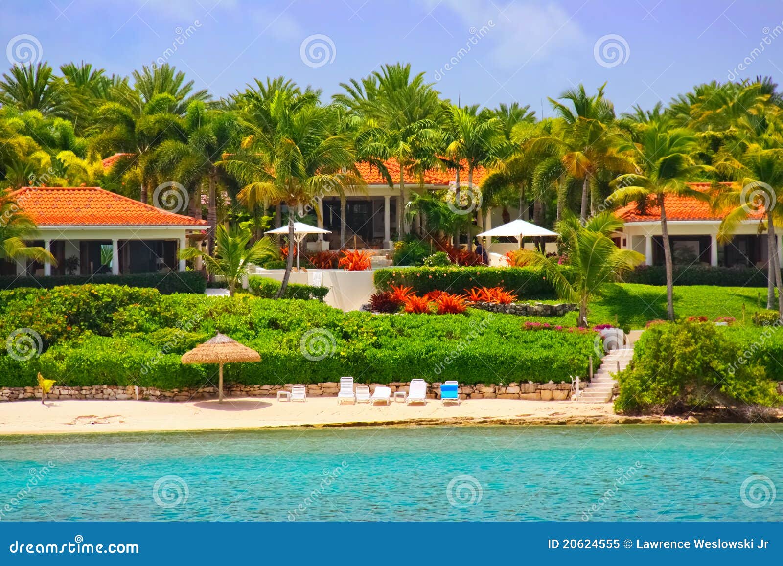 Luxury Waterfront Mansion with Beach on Antigua Stock Image Image of
