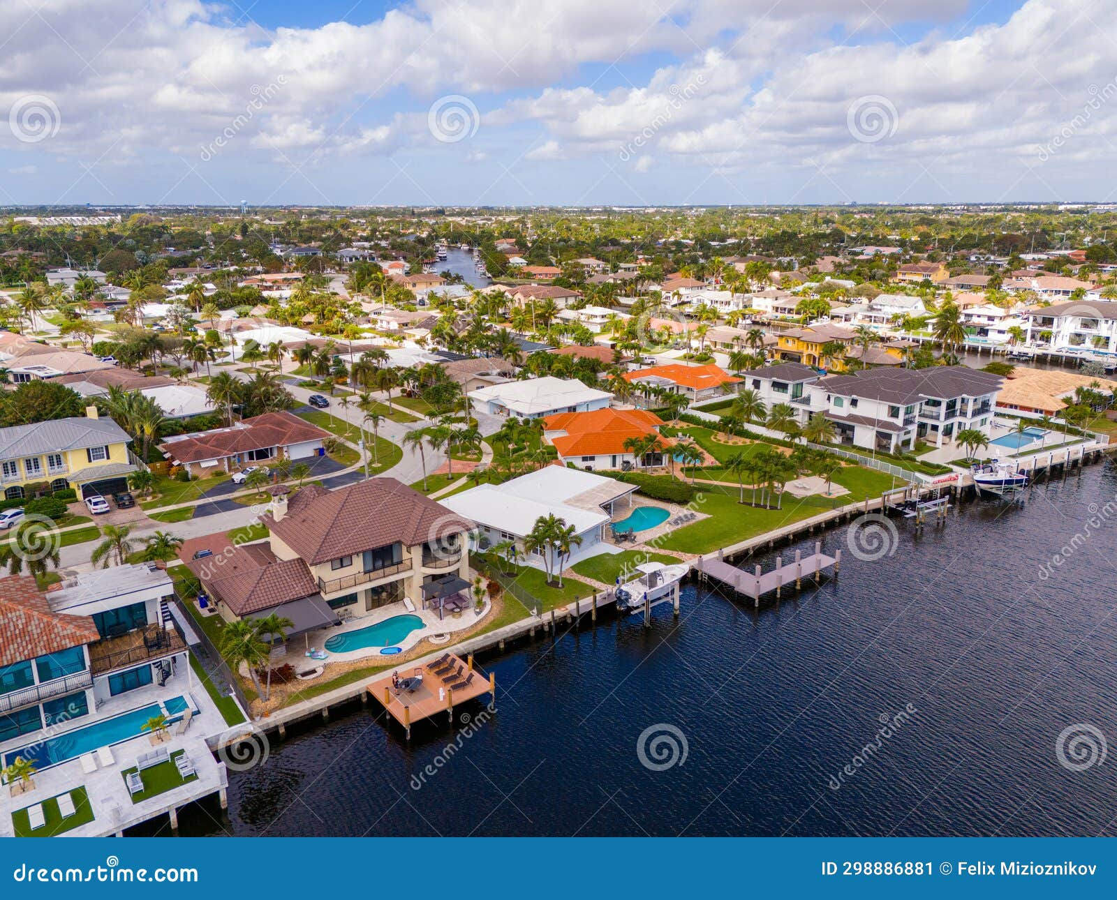 Luxury Waterfront Real Estate in Lighthouse Point Florida Stock Image