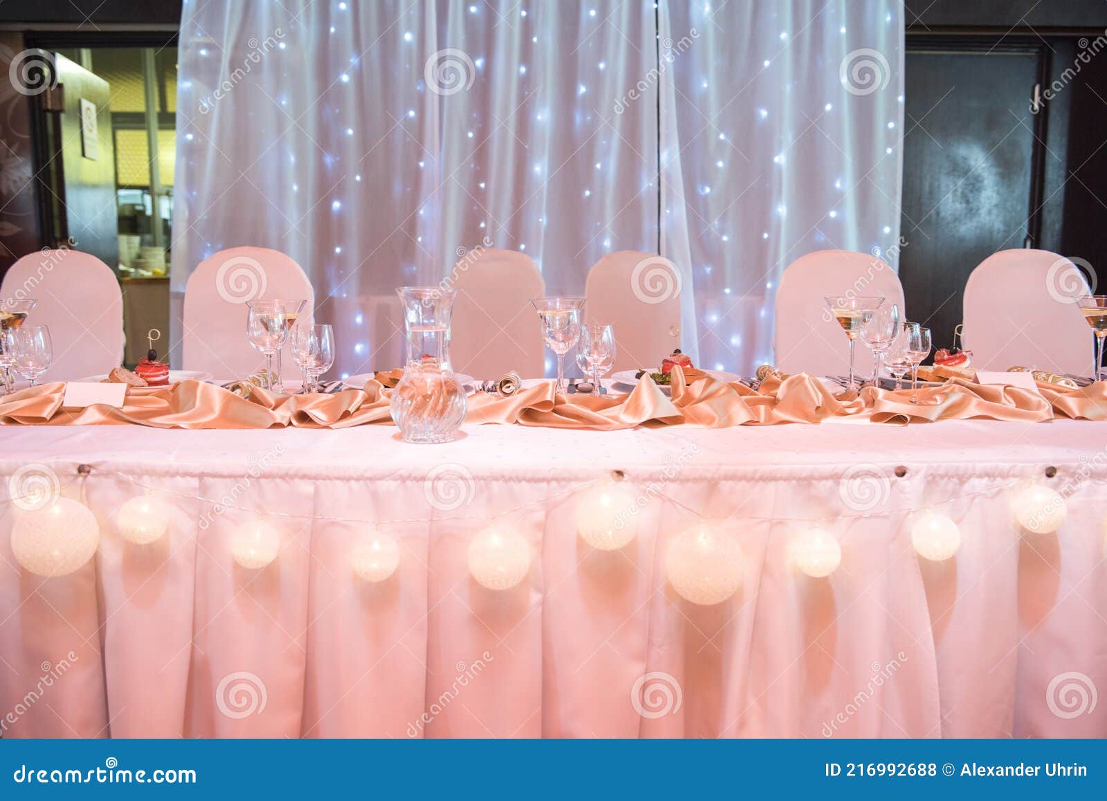 Luxury Wedding Table Decoration. Wedding Banquet. Stock Photo Image
