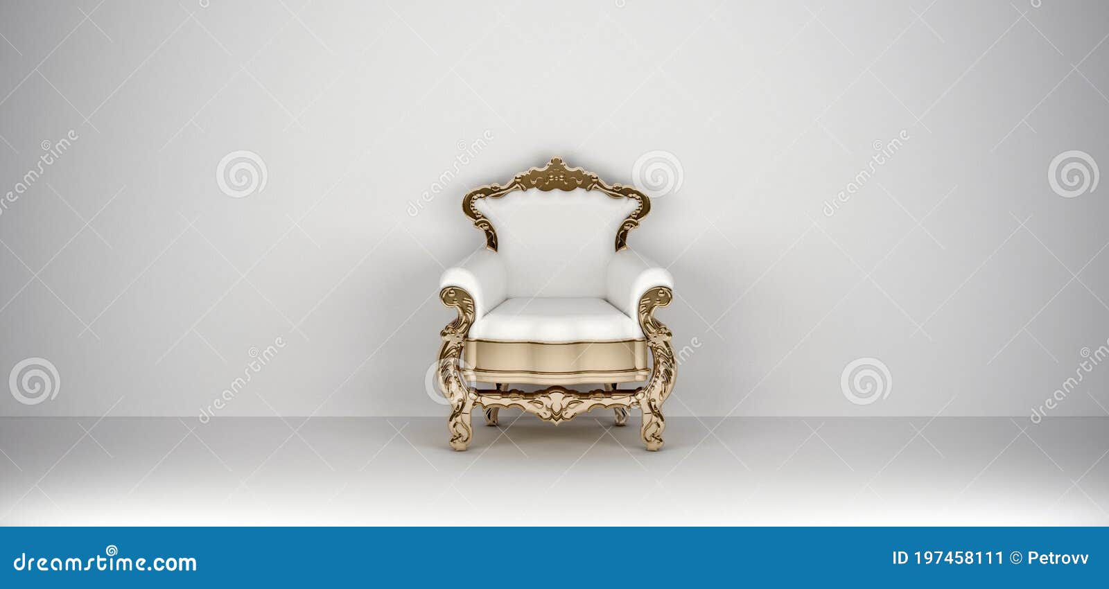 Luxury White Armchair with Gold Rim Stock Image - Image of luxury ...