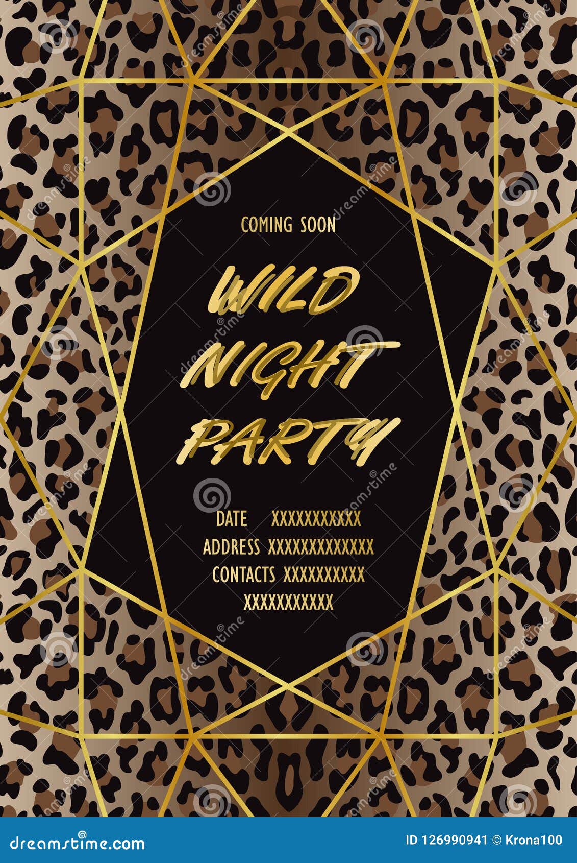 Luxury Wild Party Invitation Card With Leopard Print Stock Vector Illustration Of Leopard Card 126990941