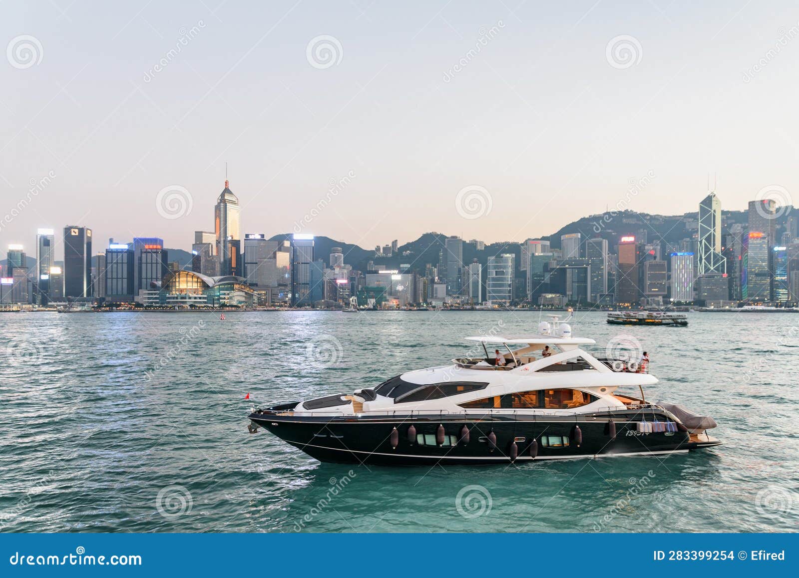 large yacht in victoria harbour