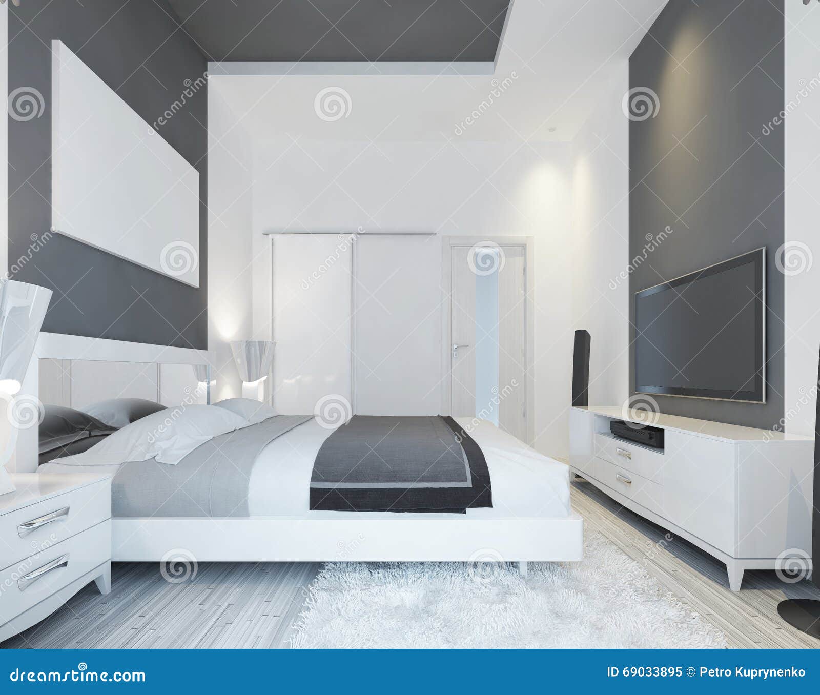Luxusschlafzimmer mit einem bett in einer modernen art stock ...
