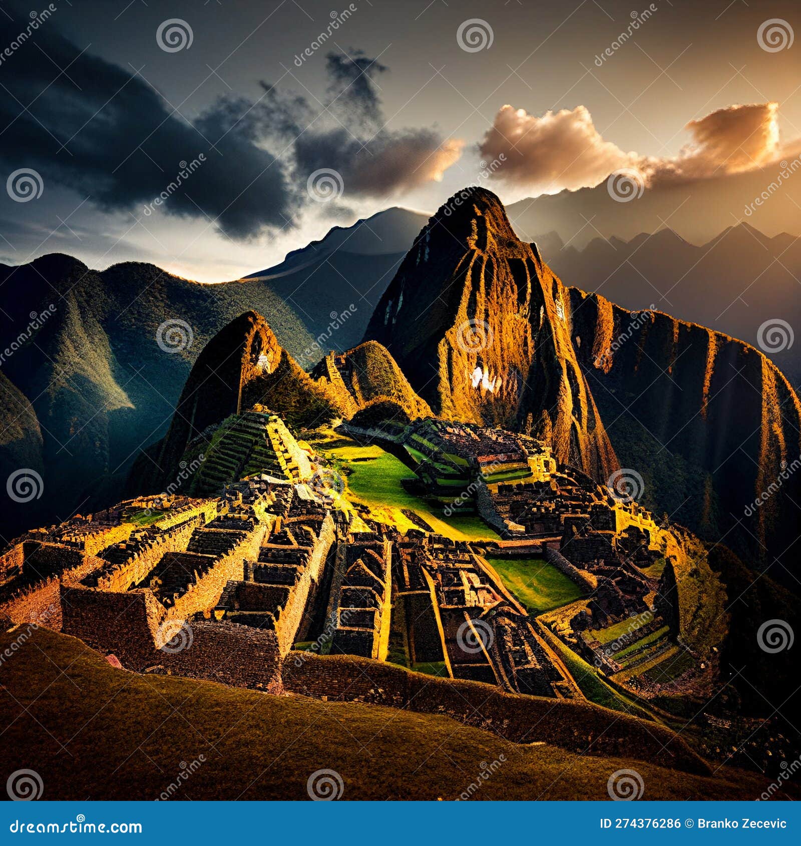 A Luz Da Madrugada Em Machu Picchu Ilustração Stock - Ilustração de calmo,  noite: 274376286