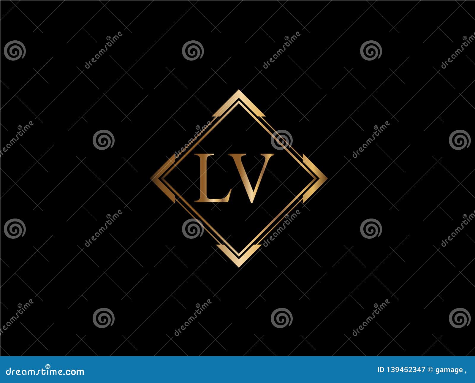 LV Initial Diamond Shape Gold Color Later Logo Design Stock Vector -  Illustration of deisign, line: 139452347