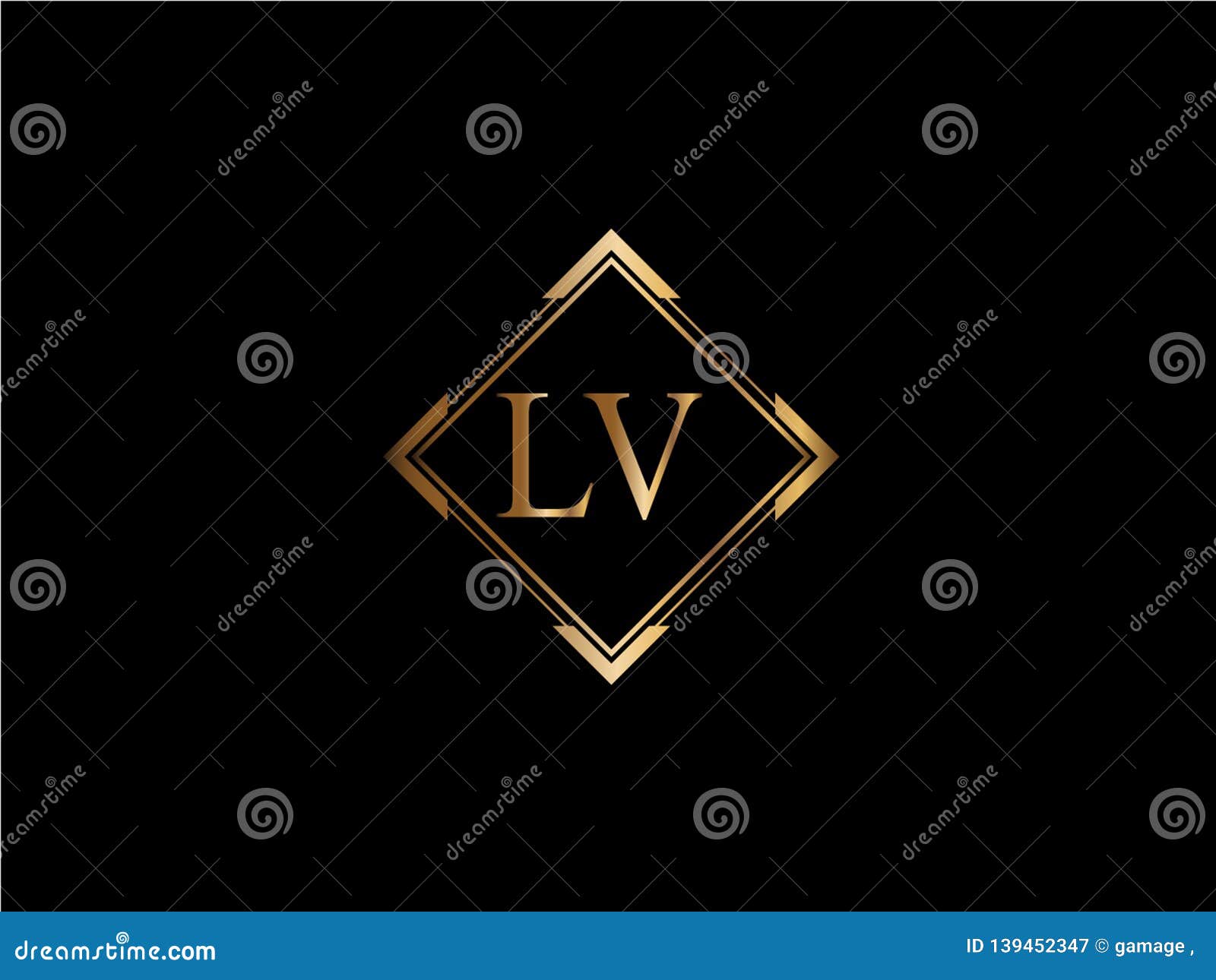 lv initial diamond  gold color later logo 