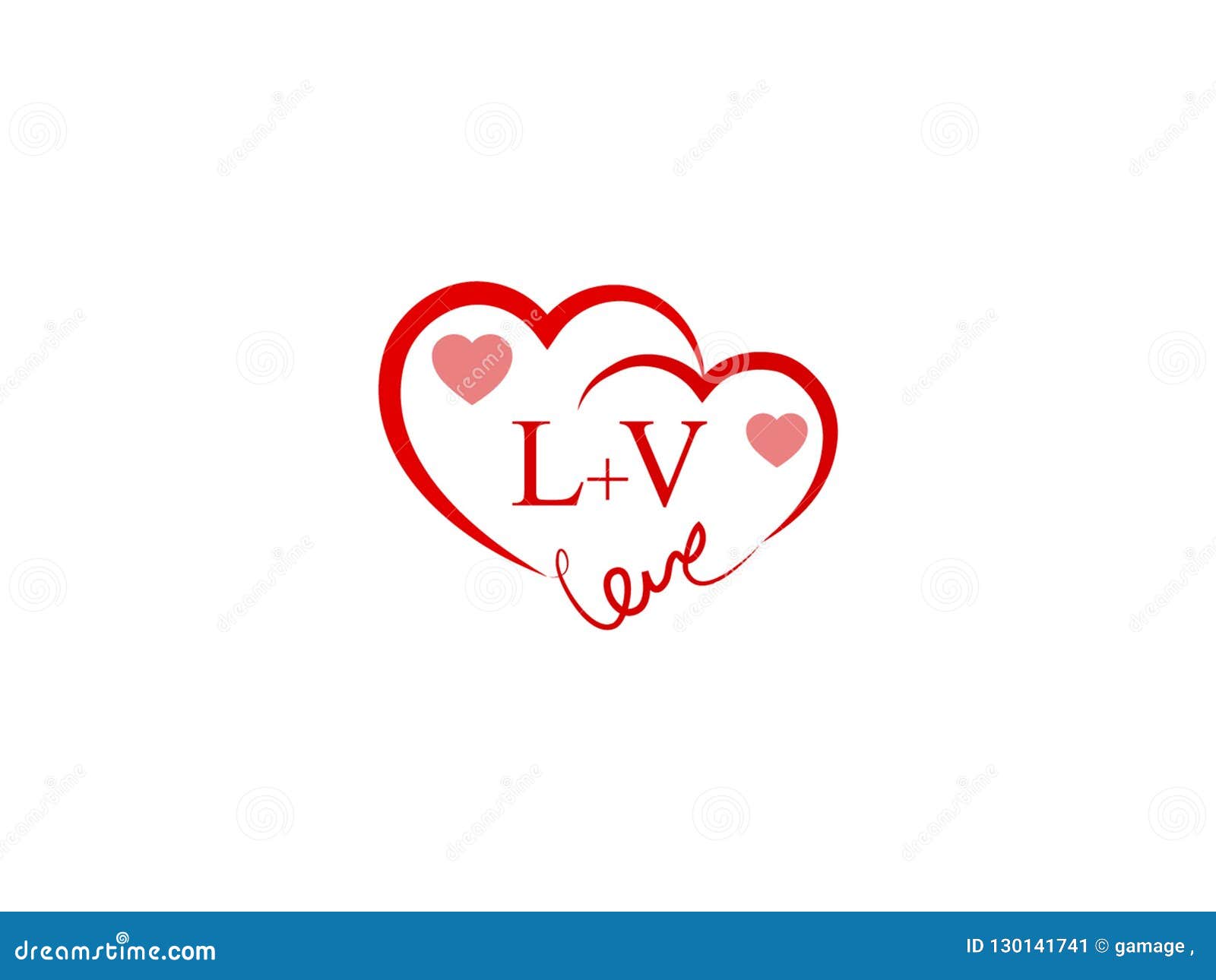 LV Initial Heart Shape Red Colored Love Logo Stock Vector - Illustration of  circle, business: 130141741