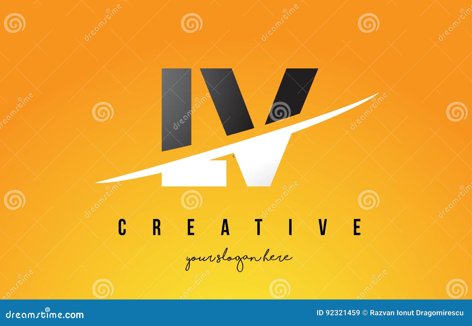 LV L V Letter Modern Logo Design with Yellow Background and Swoosh