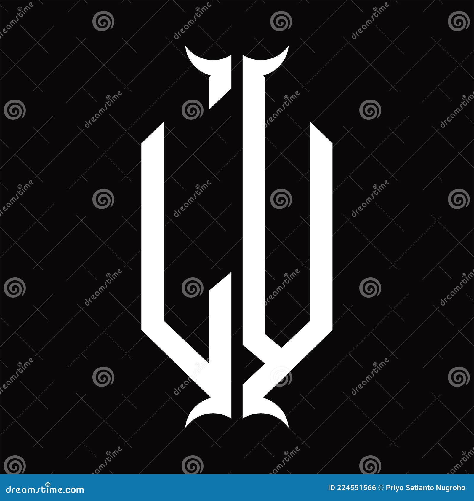 LV Logo letter monogram with triangle shape design template