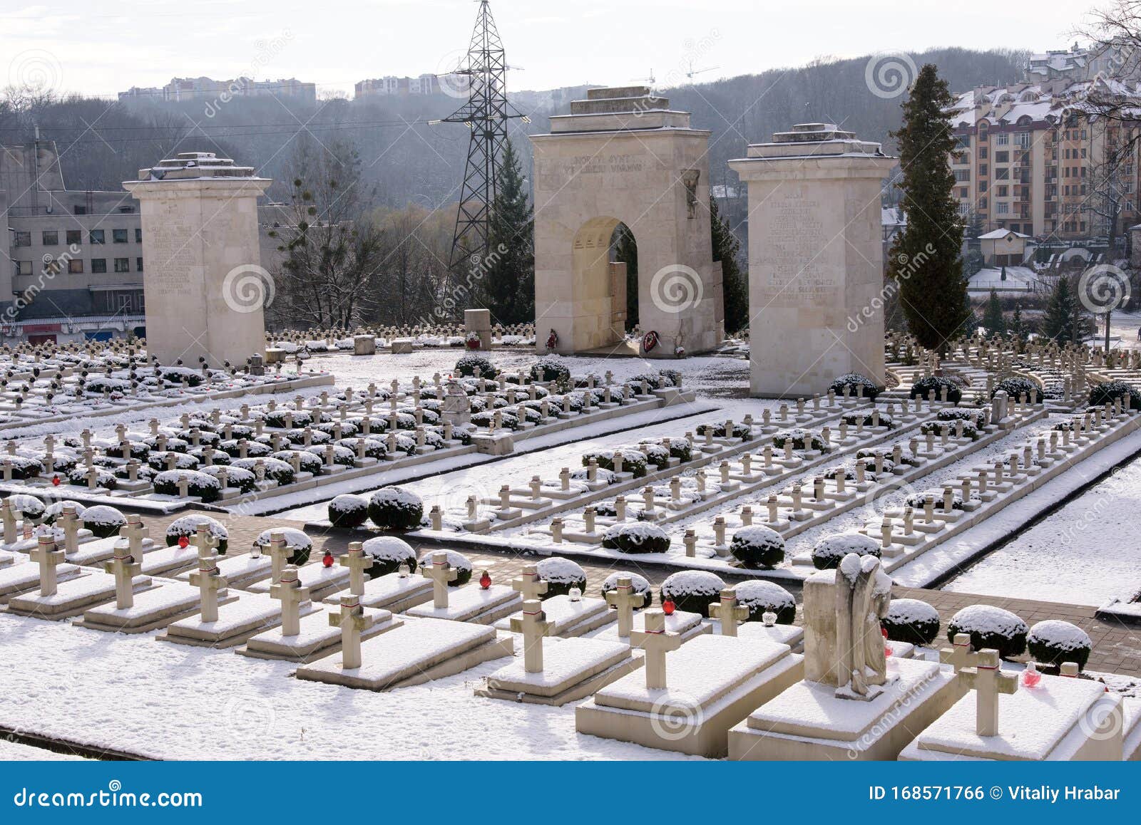 View of Polish Military Cemetery Cmentarz Orlat in Lychakiv Cemetery in ...