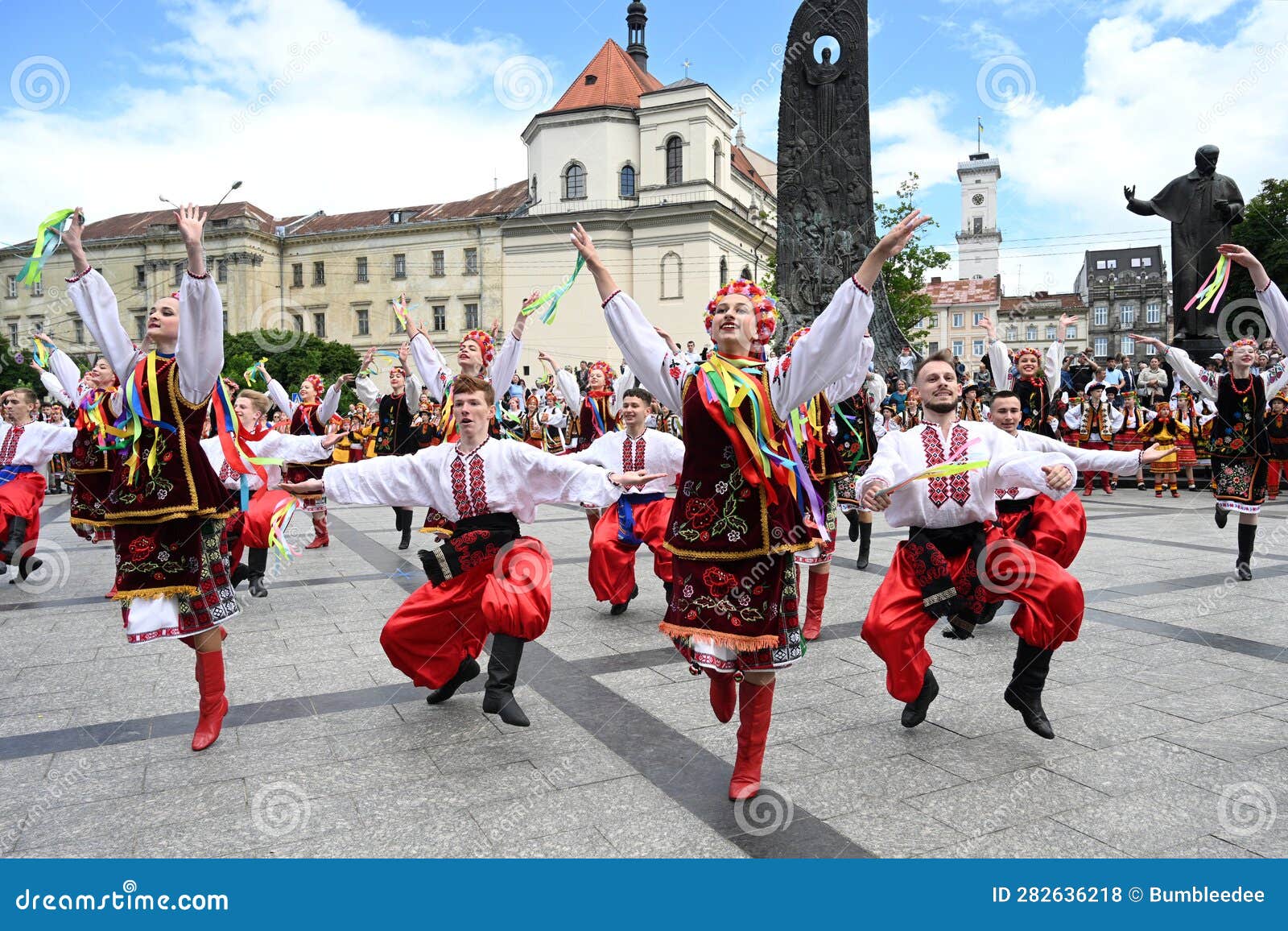 Lviv, Ukraine - June 28, 2023: People Dance Traditional Ukrainian