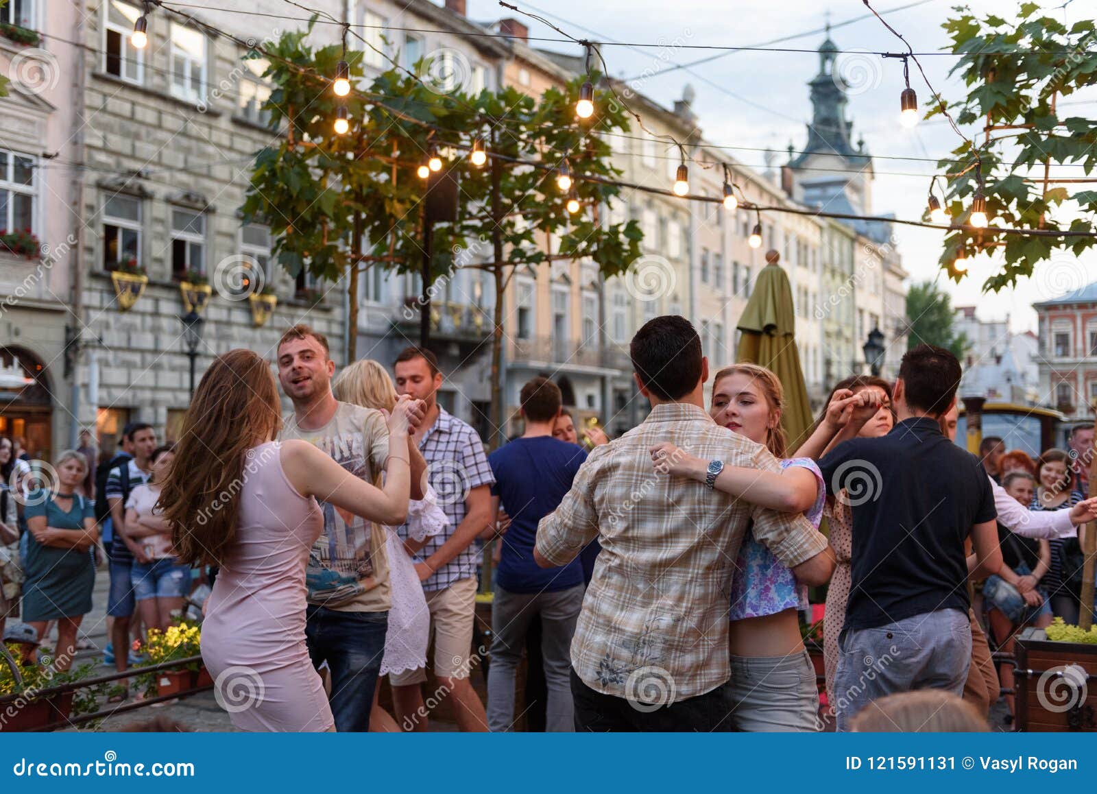 Lviv, Ukraine - June 9, 2018: Salsa Dancers In Outdoor ...
