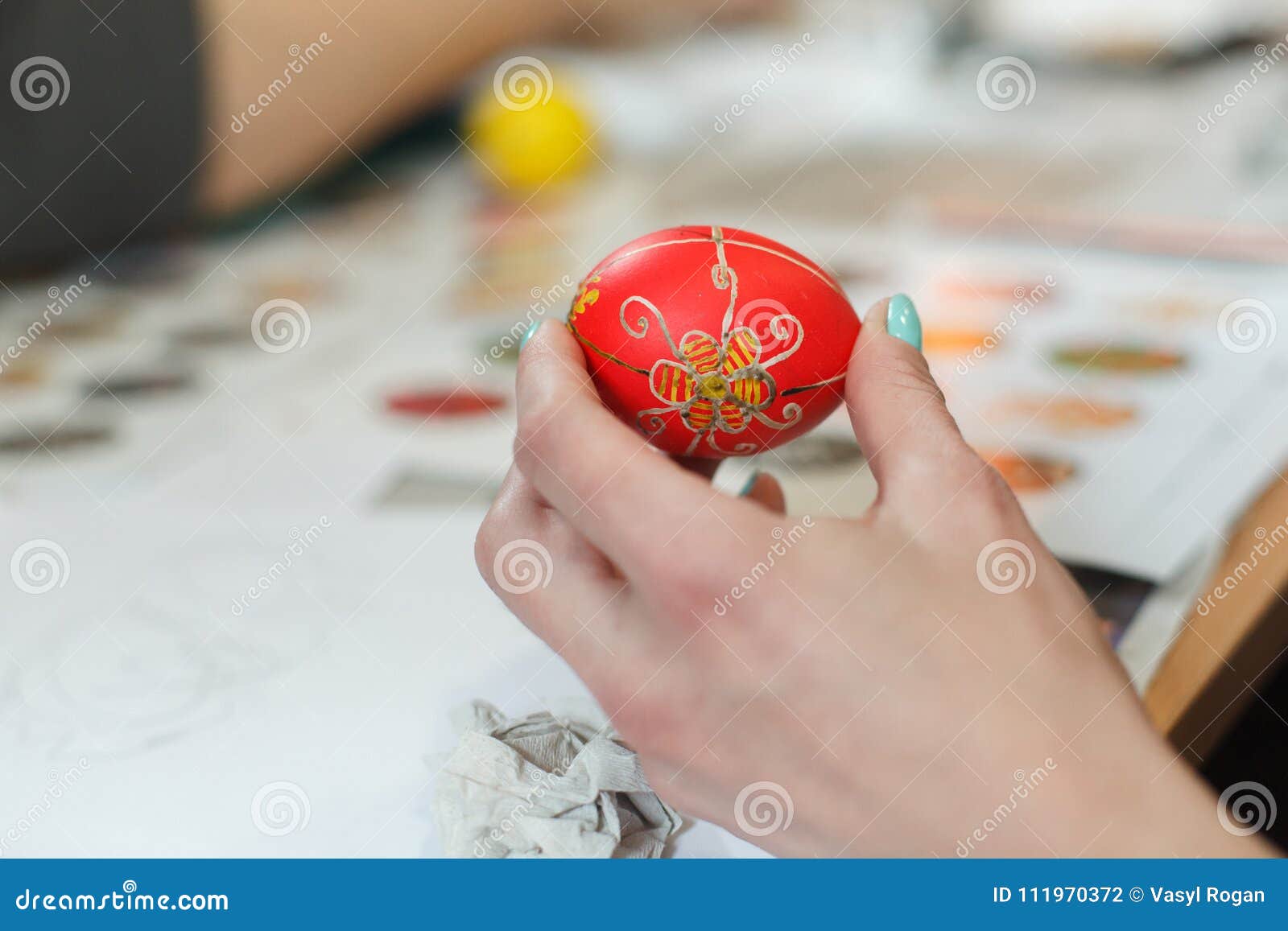 Lviv, UKRAINE March 11, 2018. Ukrainian Easter Eggs Painting