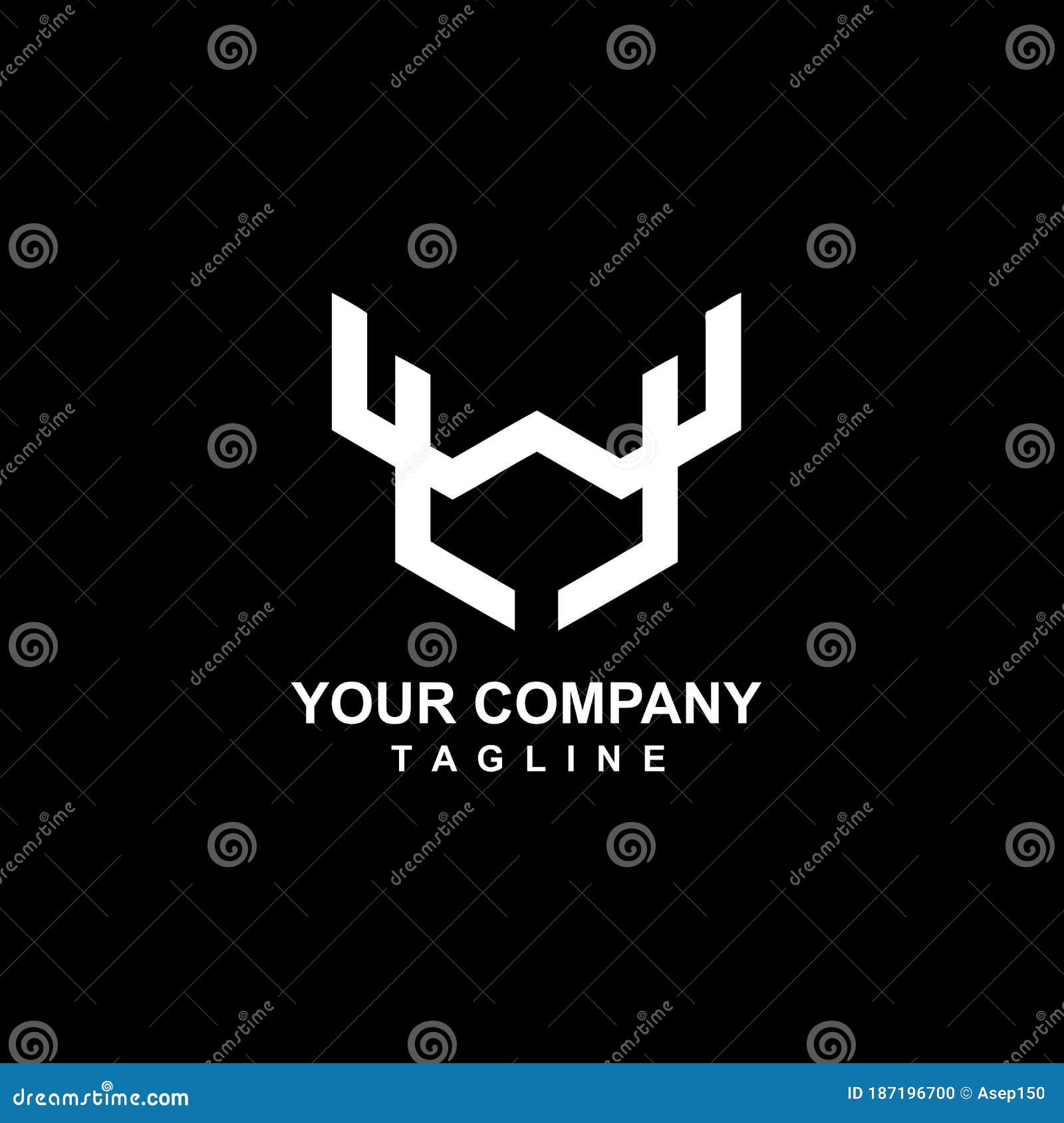 lwj, wu, wlj, vw, wv, wu deer  initials geometrical logo and  icon