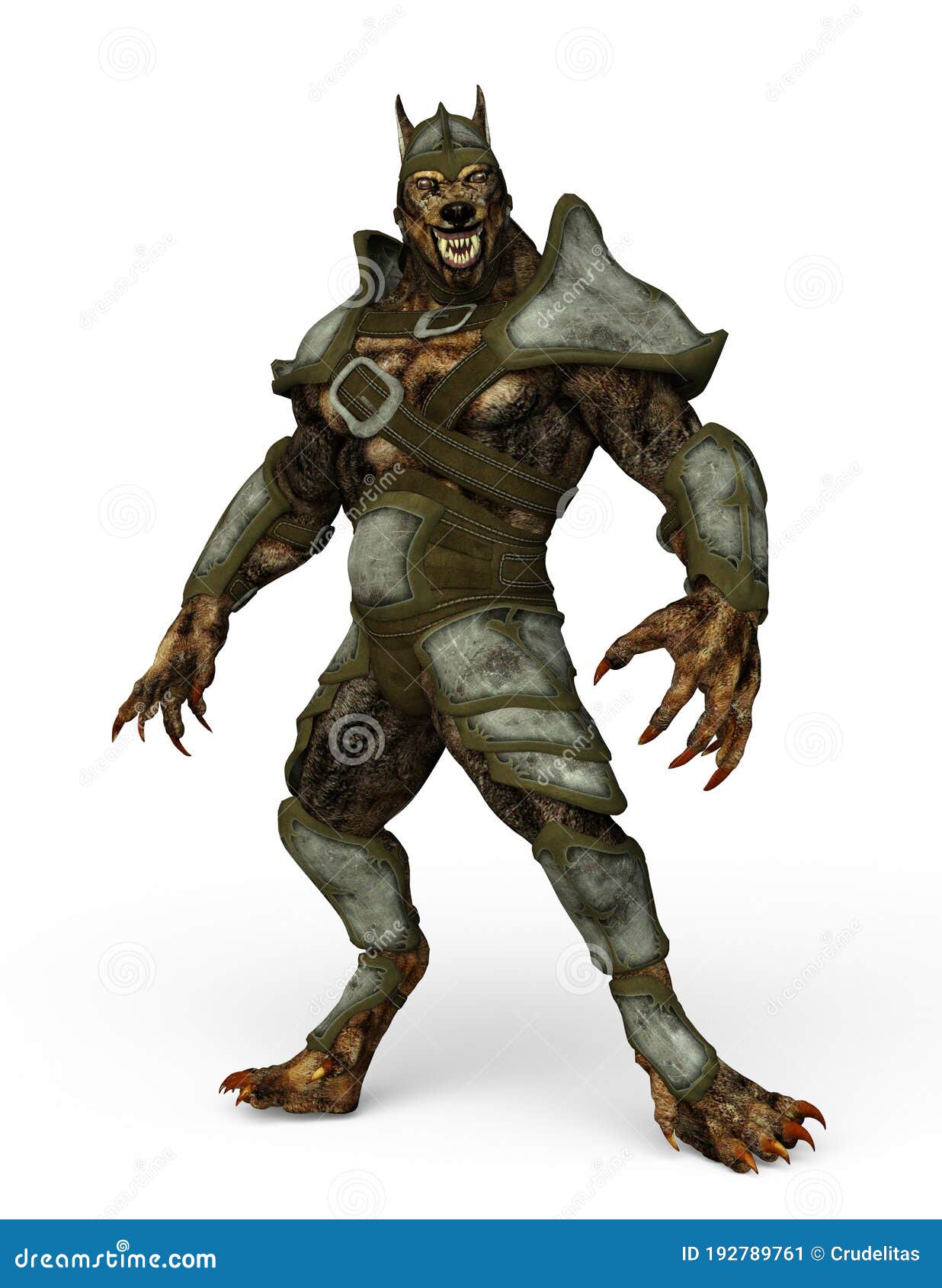 warrior werwolf with armor. 3d 