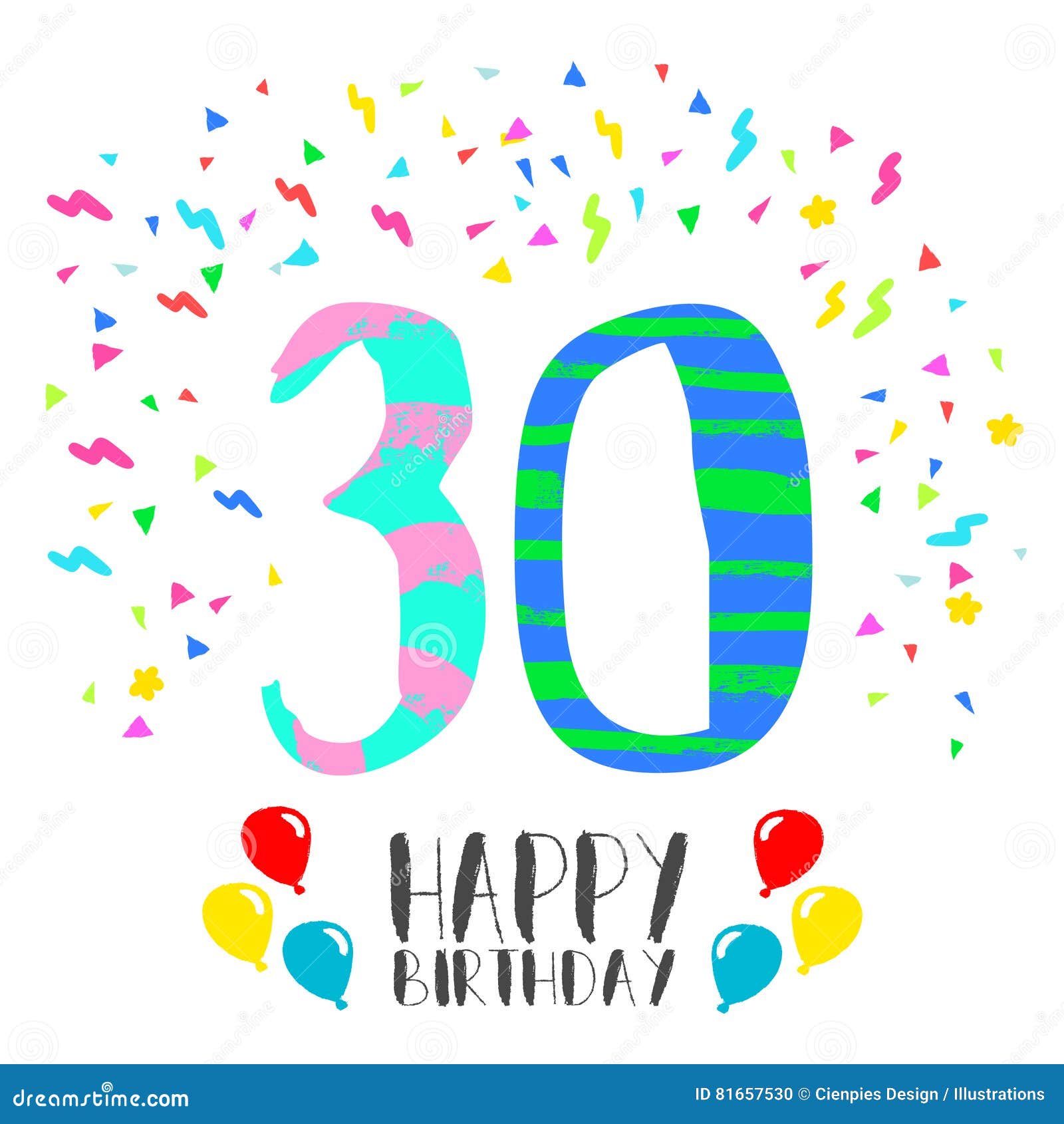 Lycklig Födelsedag För Kort För 30 år Partiinbjudan Vektor 