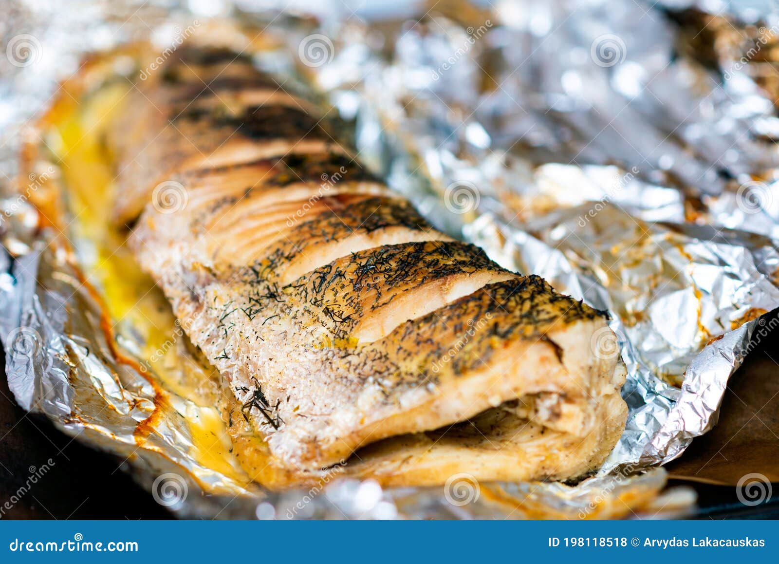Lying Down Fish Cooking Pike Lie in a Foil Stock Photo Image of fish