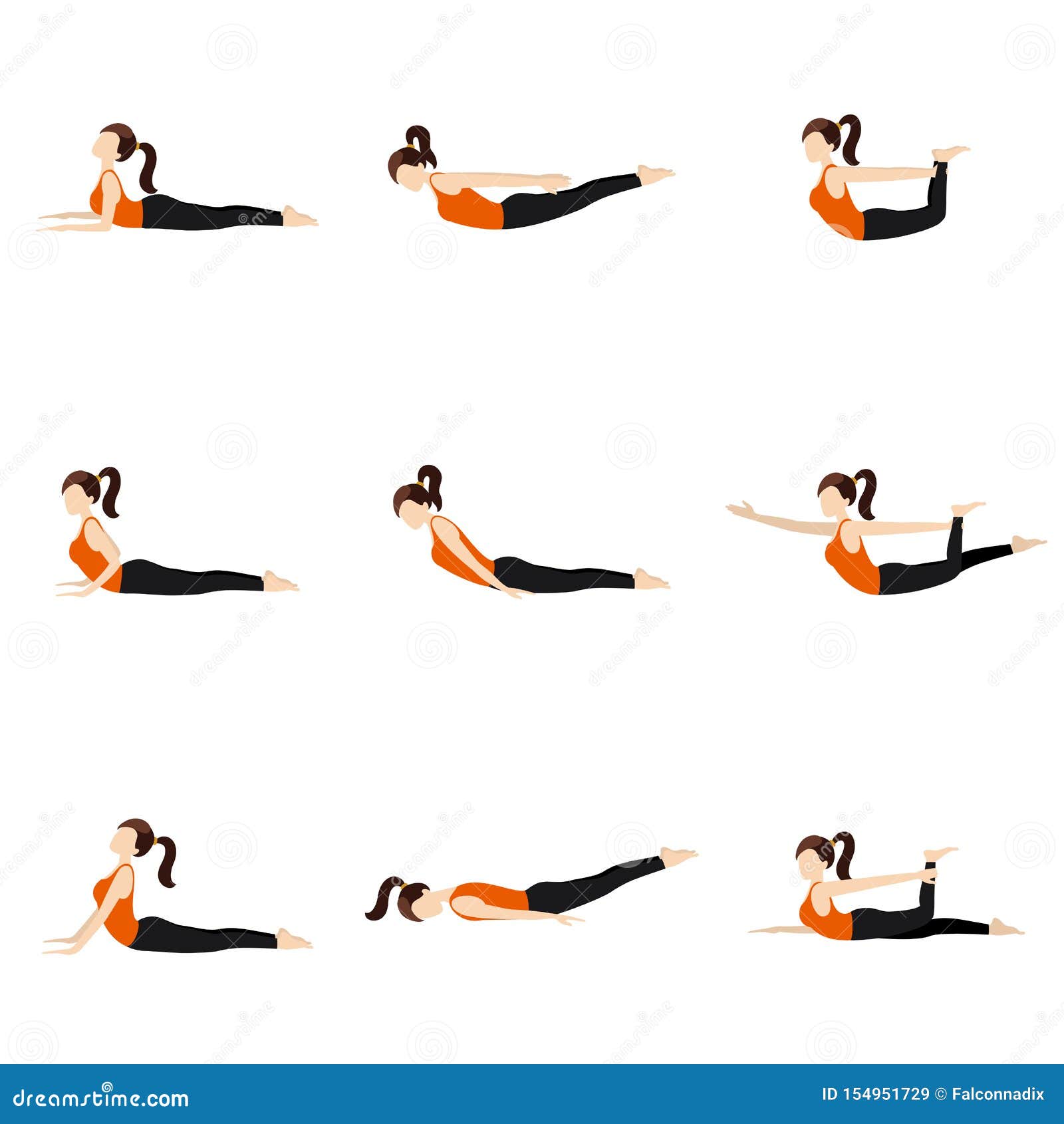 Lying On Stomach Yoga Poses Set Ii Stock Vector Illustration Of Body Asymmetric 154951729