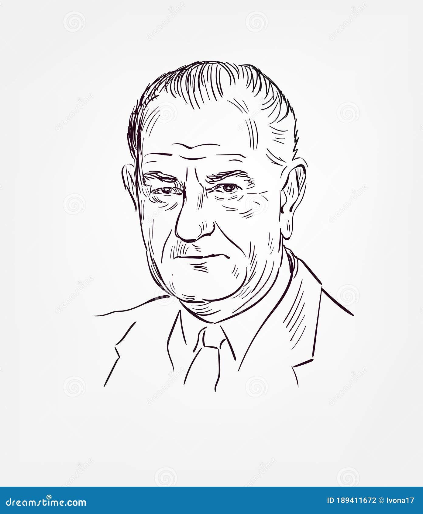 Lyndon B. Johnson Usa President Vector Sketch Portrait Editorial Image ...