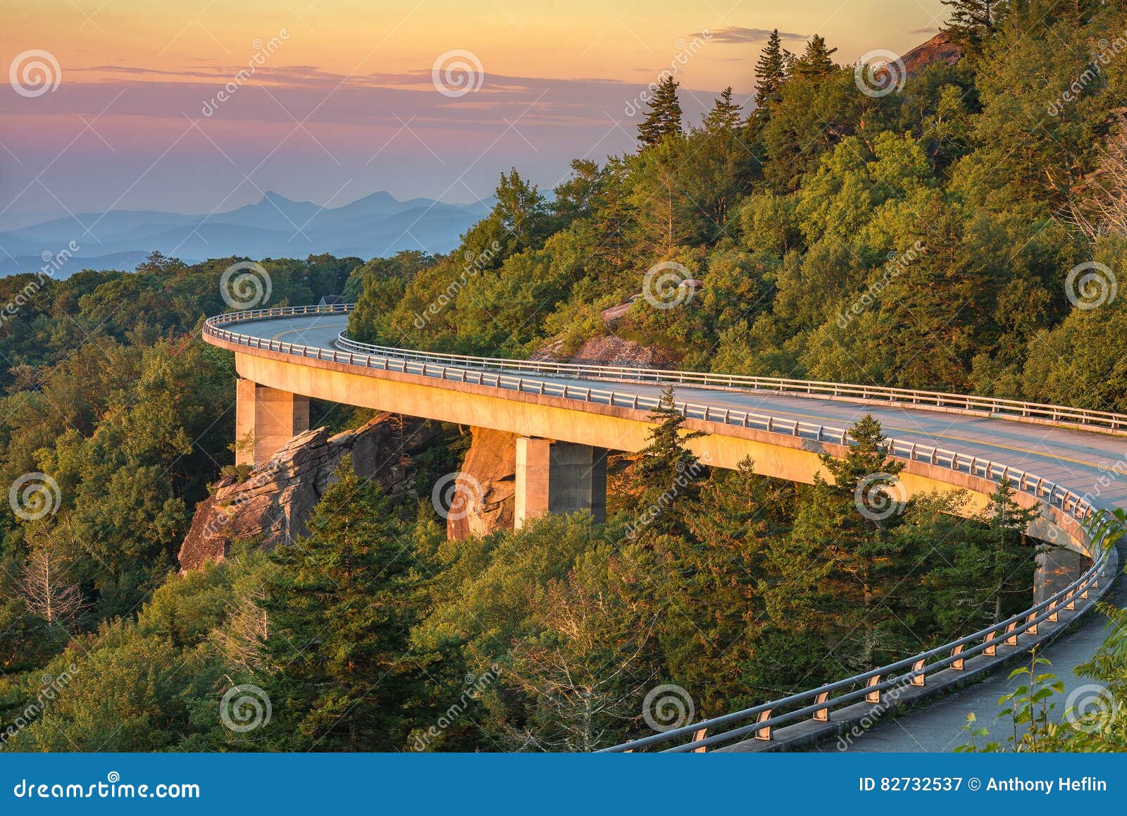 lynn cove viaduct, scenic sunrise, north carolina
