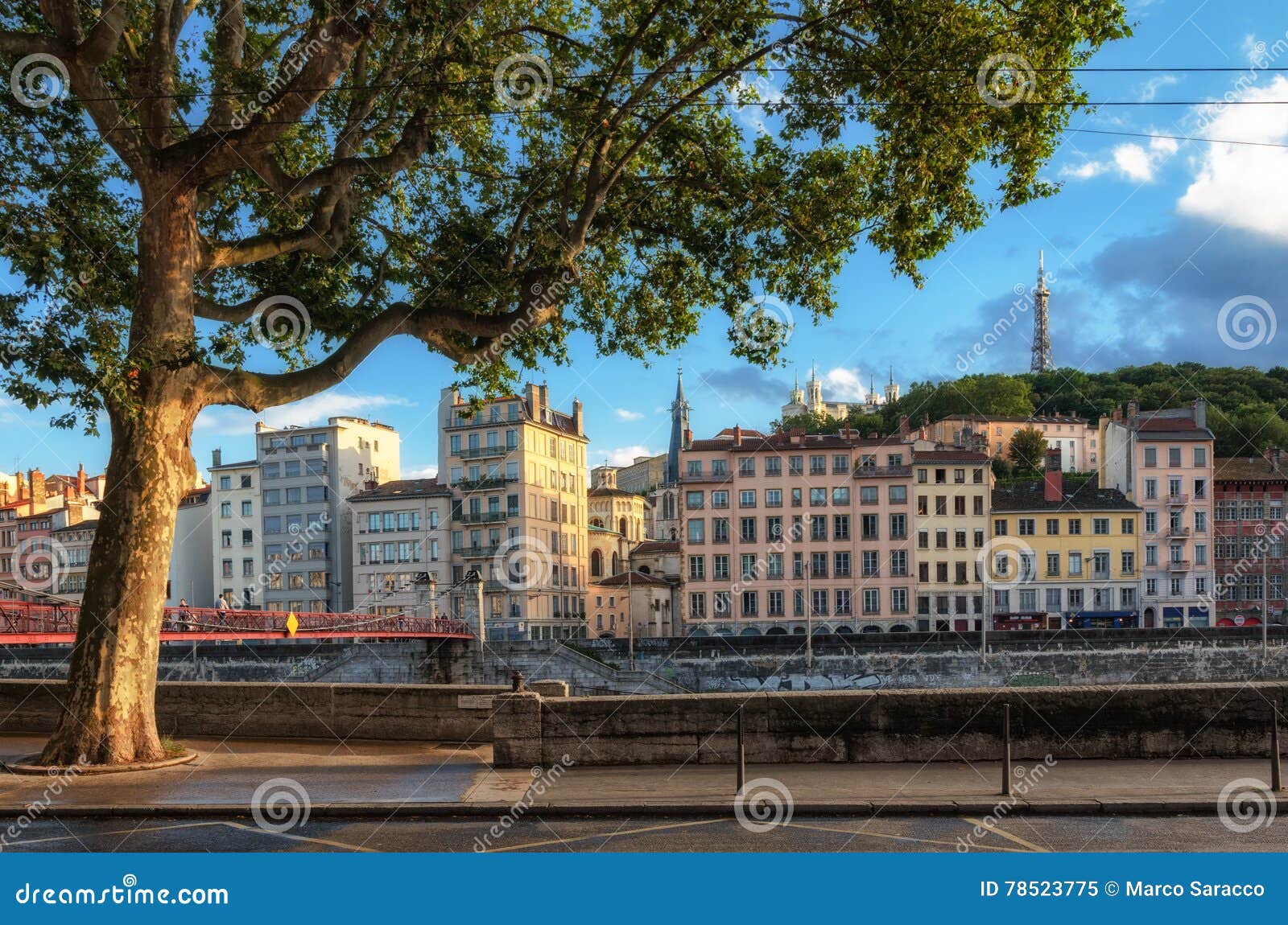Lyon France Scenic View on Historic Buildings Stock Image - Image of ...