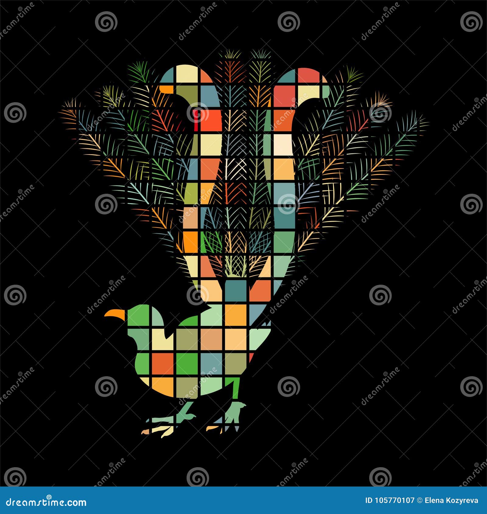 Lyrebird Bird Mosaic Color Silhouette Animal Background Black