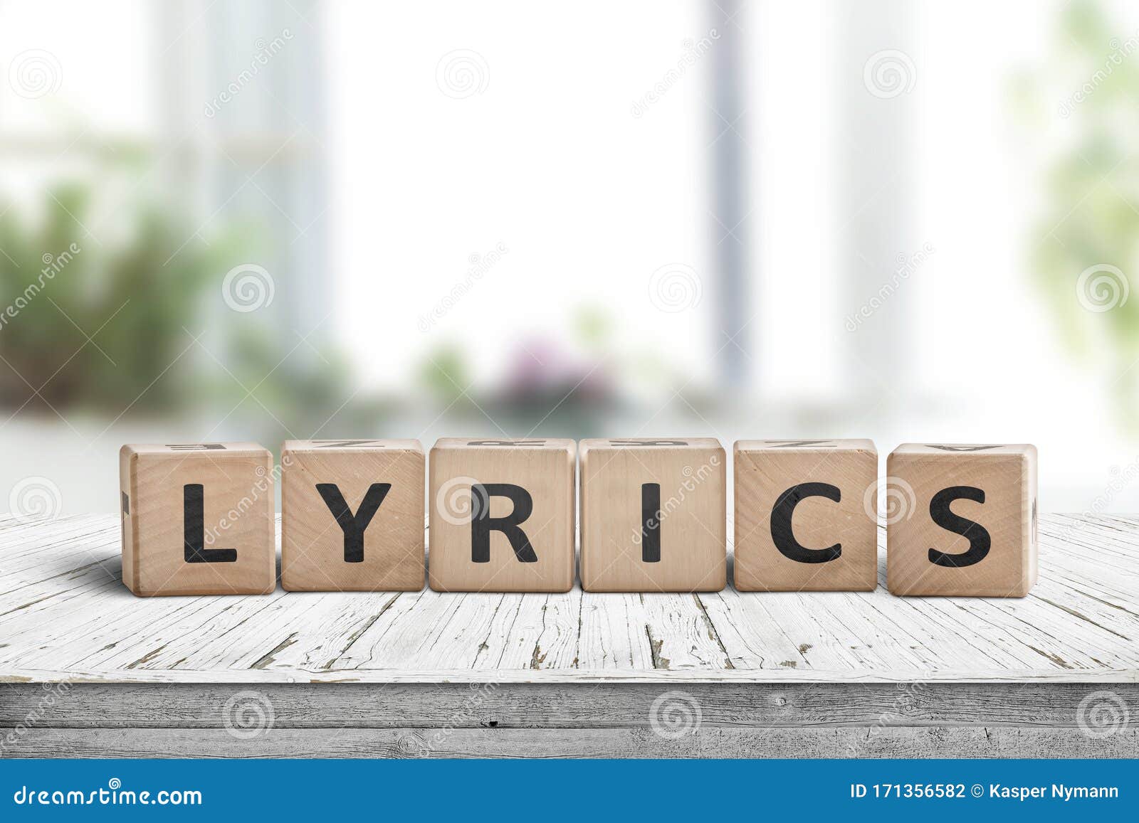 Lyrics Sign on a Table in a Bright Room Stock Photo Image of digital