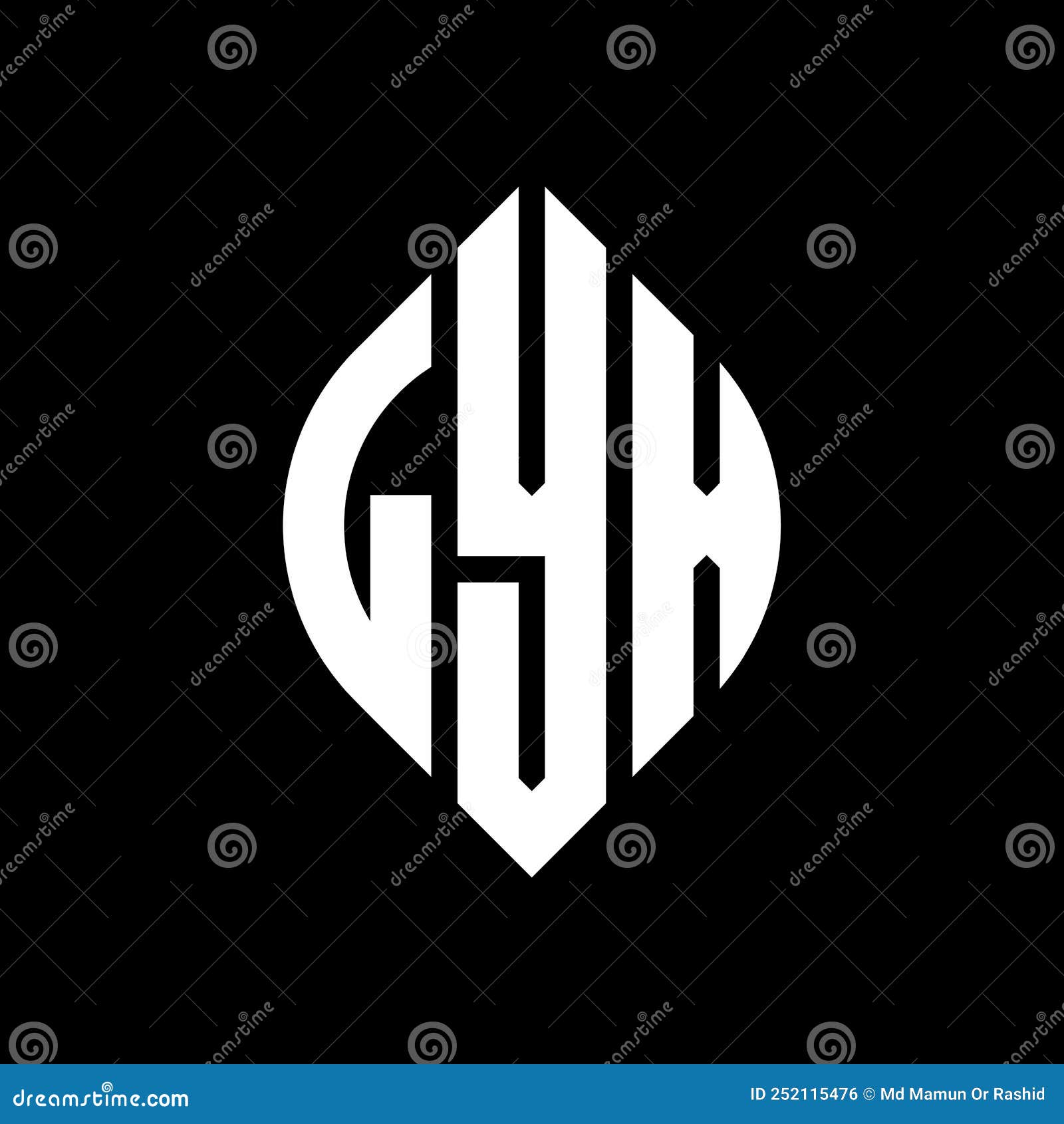 lyx circle letter logo  with circle and ellipse . lyx ellipse letters with typographic style. the three initials form a