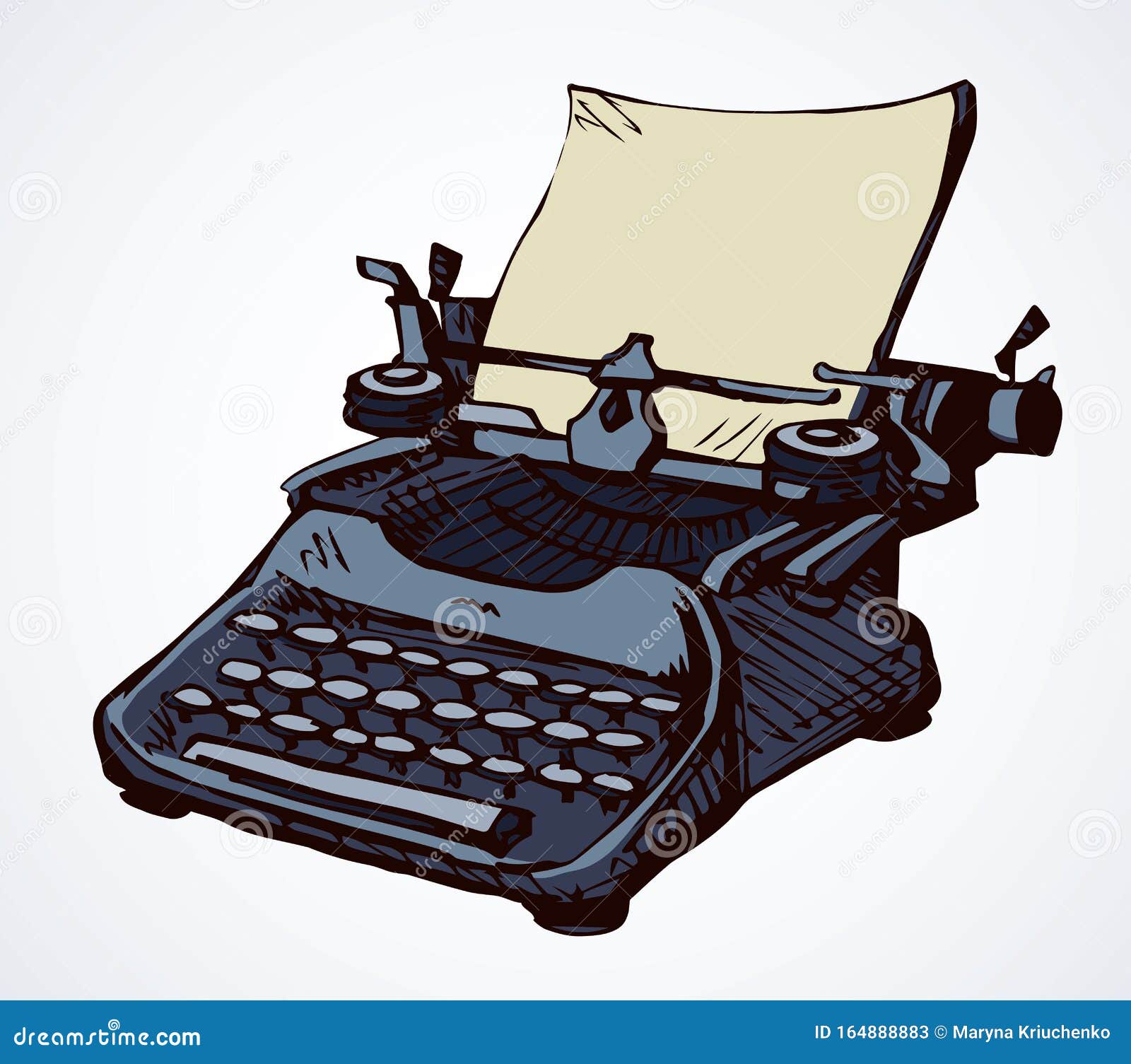 Máquina de escribir vintage boceto de máquina de escribir dibujado a mano  en estilo de grabado ilustración vectorial
