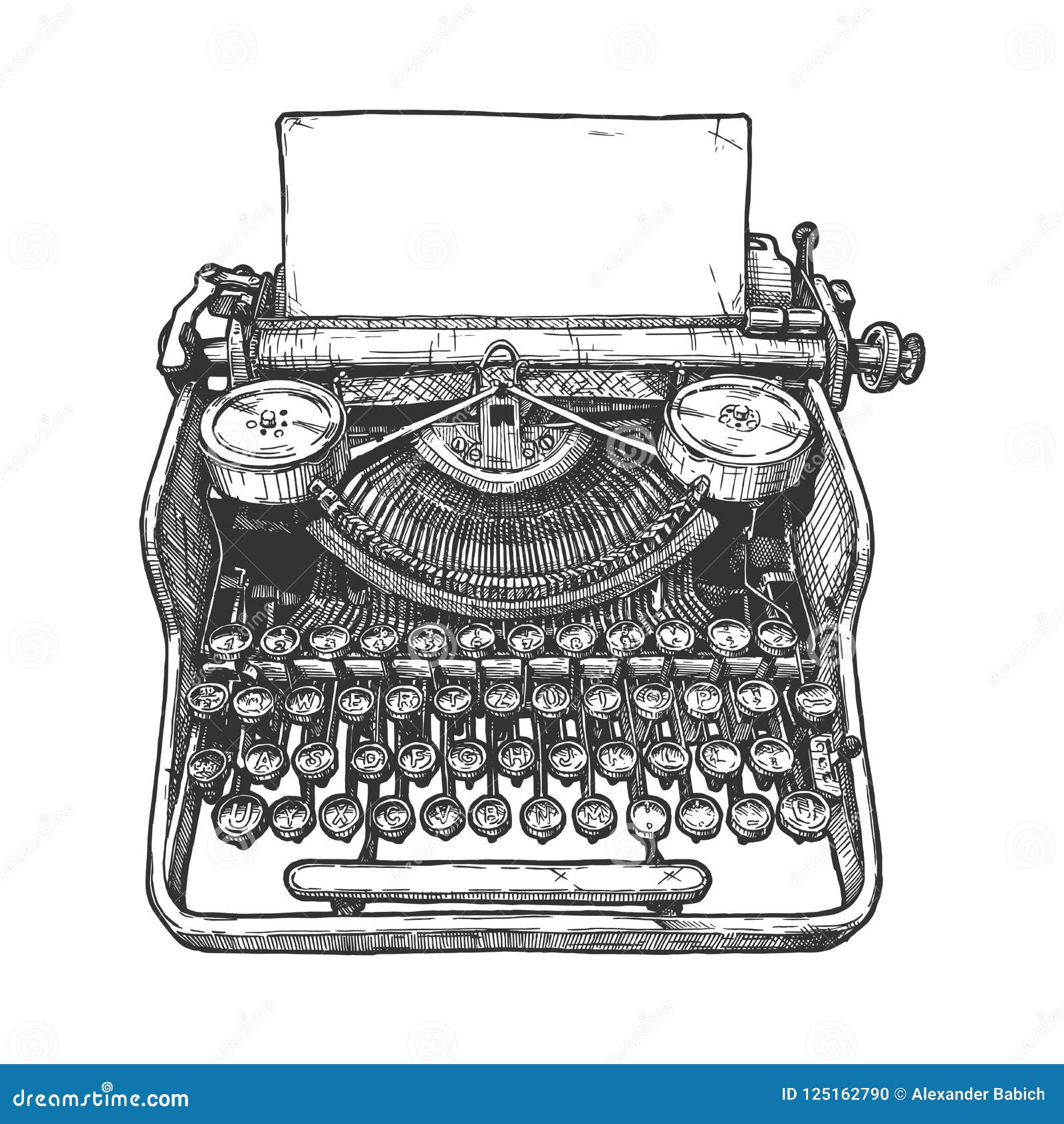 Máquina De Escribir Mecánica Del Vintage Ilustración del Vector -  Ilustración de teclado, carta: 125162790