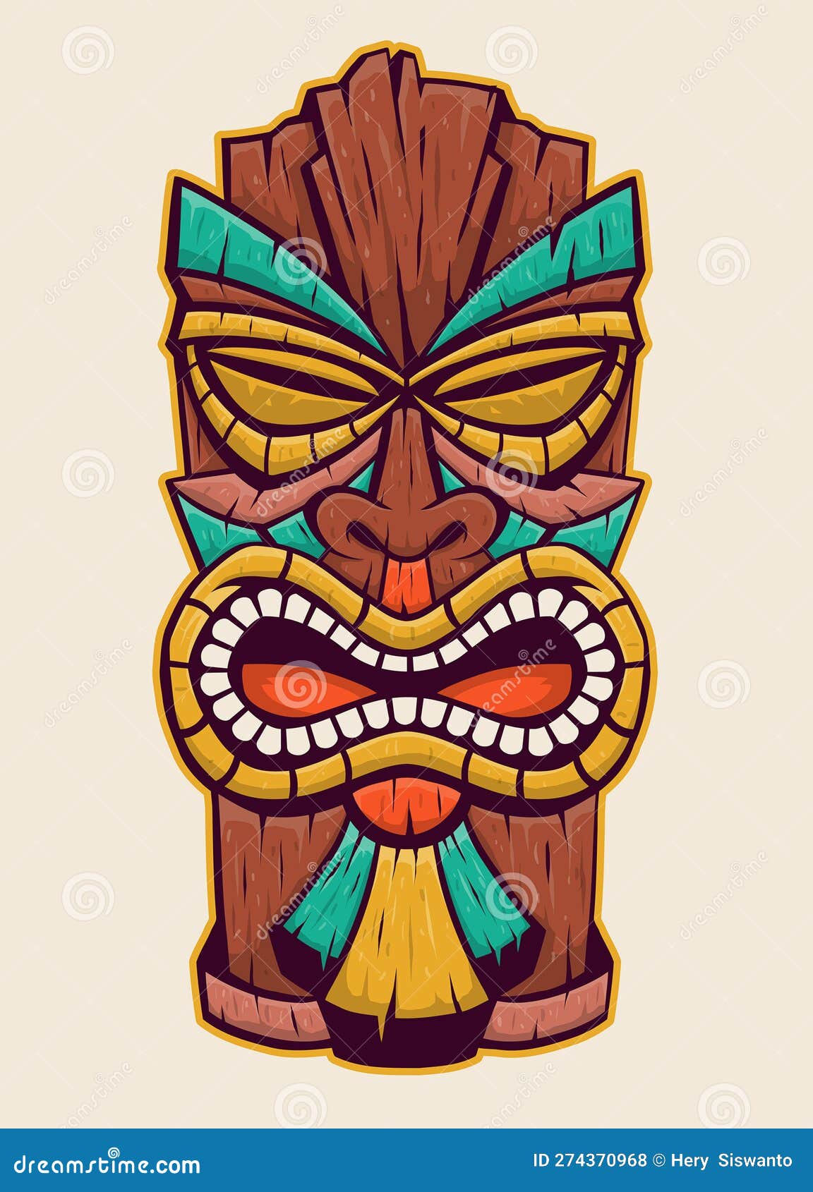 Máscara De Tiki En Estilo Dibujado a Mano Ilustración del Vector -  Ilustración de recorrido, isla: 274370968, image size:1152x1690