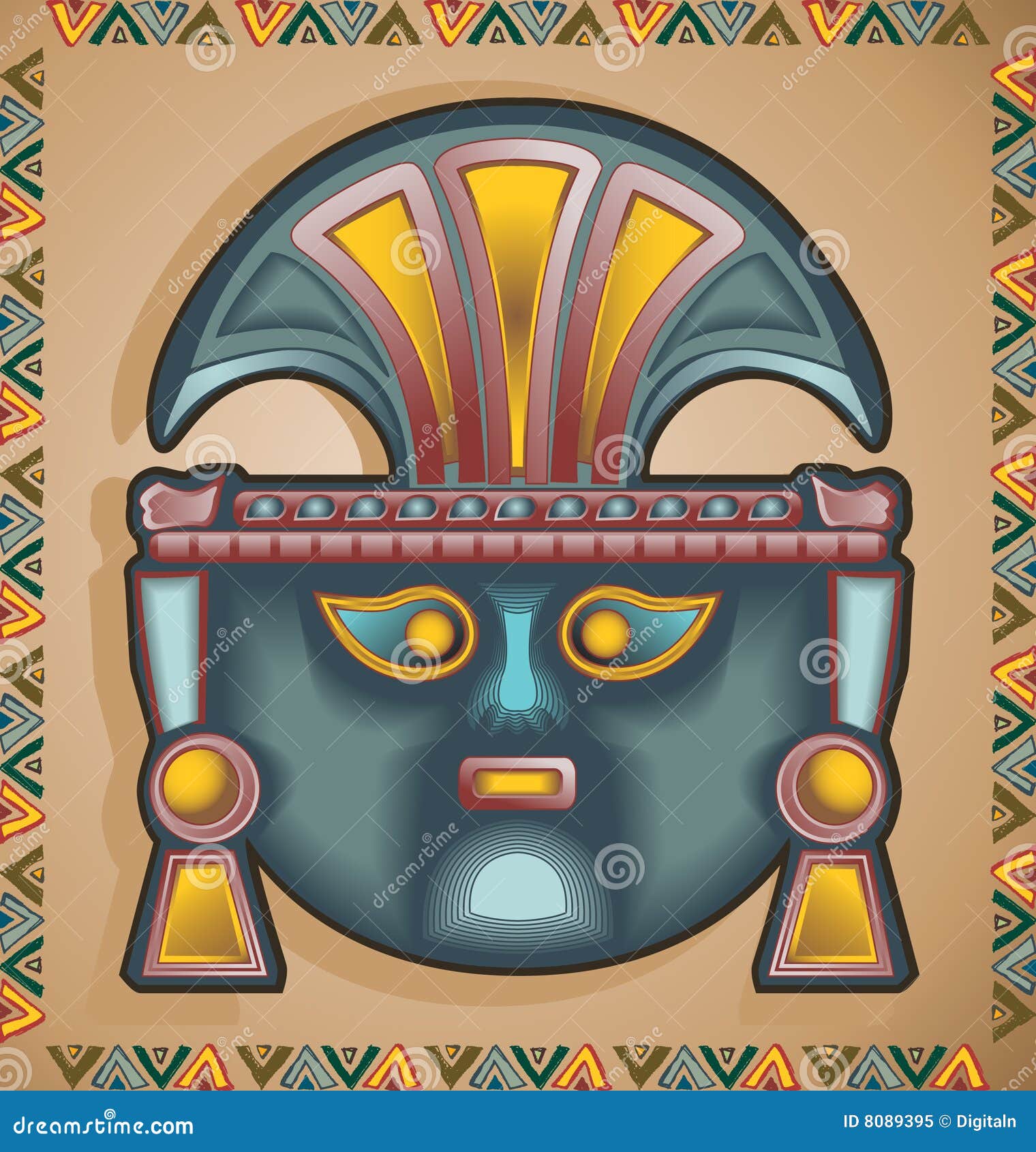 Máscara Inca ilustração do vetor. Ilustração de decorativo - 8089395, image size:1520x1690