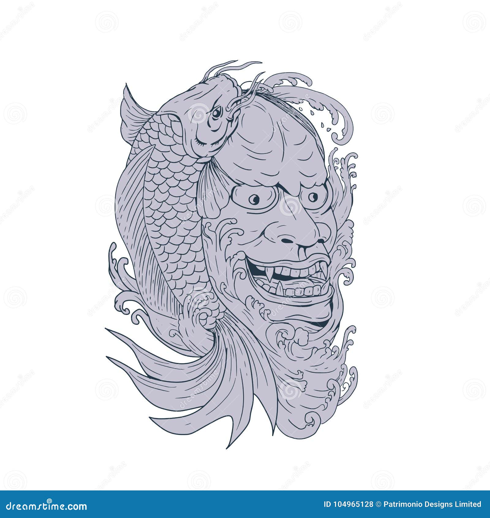Máscara Koi Fish Drawing Stock de ilustración Ilustración de tarjeta, celoso: 104965128