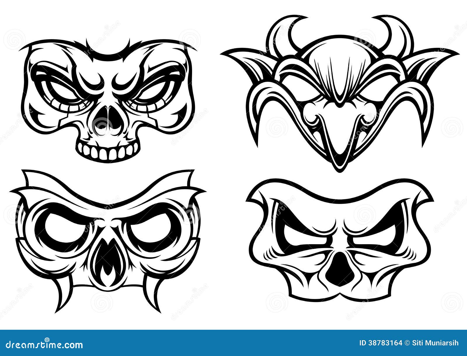 Máscaras del horror ilustración del vector. Ilustración de muerte - 38783164