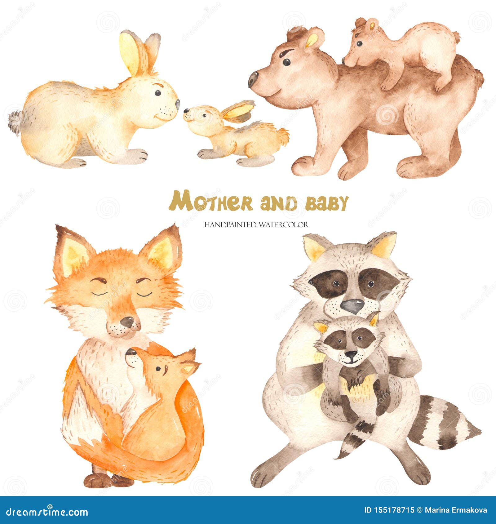 Desenho Da Família Bonito Da Raposa, Da Mãe E Dos Dois Raposa
