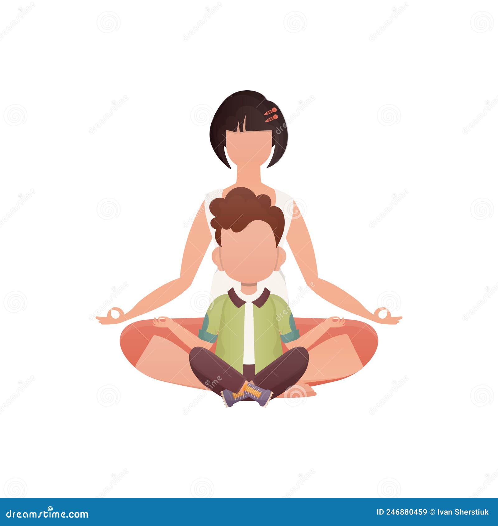 Mãe E Filho Estão Sentados E Fazendo Yoga. Isolado. Estilo De Desenho  Animado. Ilustração do Vetor - Ilustração de filho, digital: 246880459