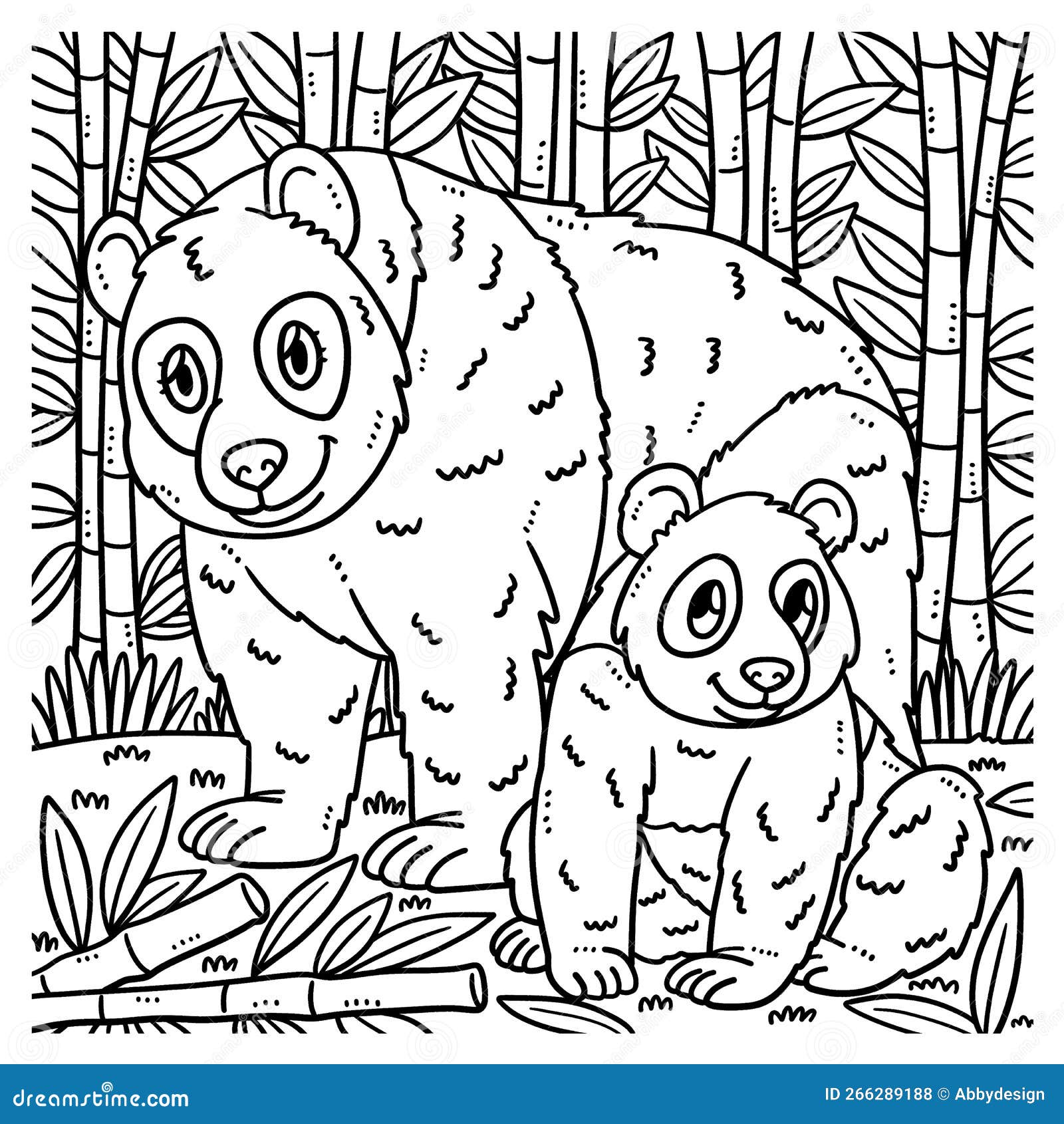 Mãe panda fofa com um filhote ilustração vetorial de um desenho