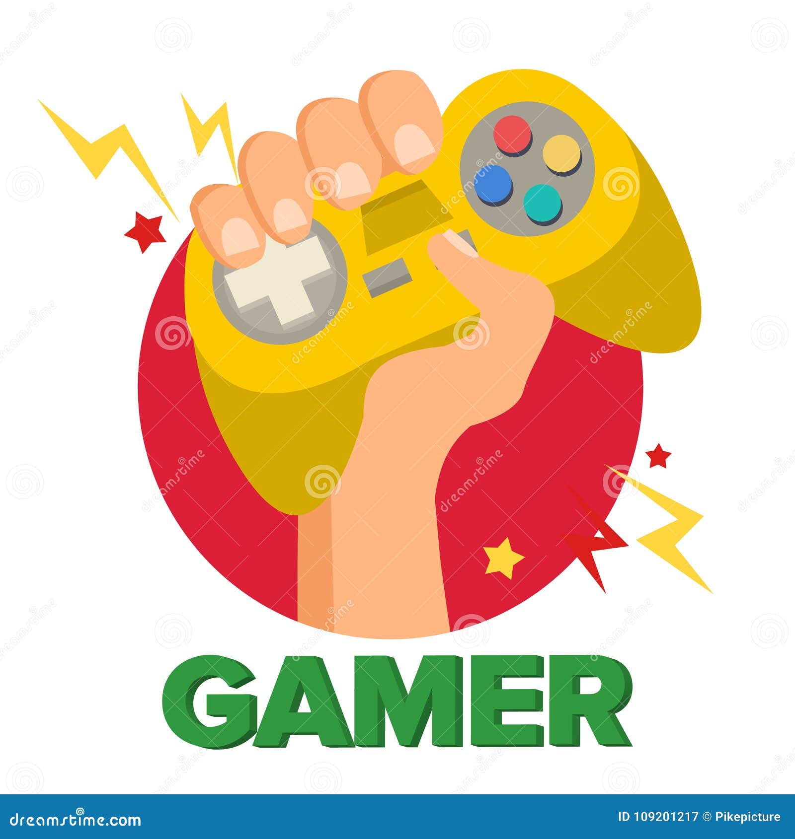 Mão Do Gamer Com Joy Stick Vetora Conceito Do Jogo Console Do Jogo De  Vídeo, Controlador Symbol, Gamepad Desenhos Animados Lisos Ilustração do  Vetor - Ilustração de medalha, jogador: 109201217