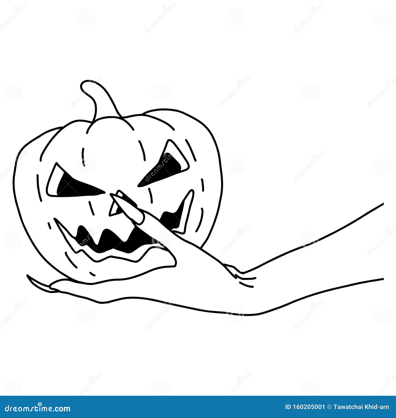 Vetores de Abóbora De Halloween Com Sorriso Assustador Mal Em Engraçado Mão  Doodle Desenho Estilo De Desenho e mais imagens de Caneta e Pilô - iStock