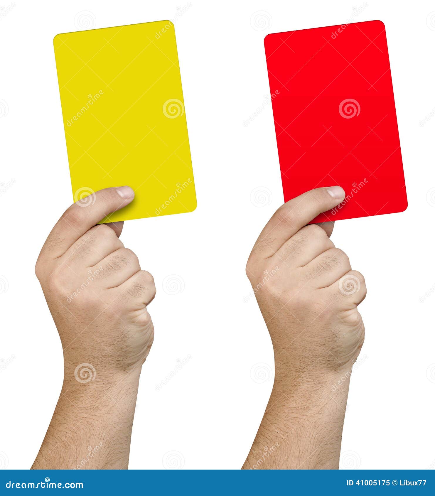 Mão que mostra o cartão vermelho amarelo isolado
