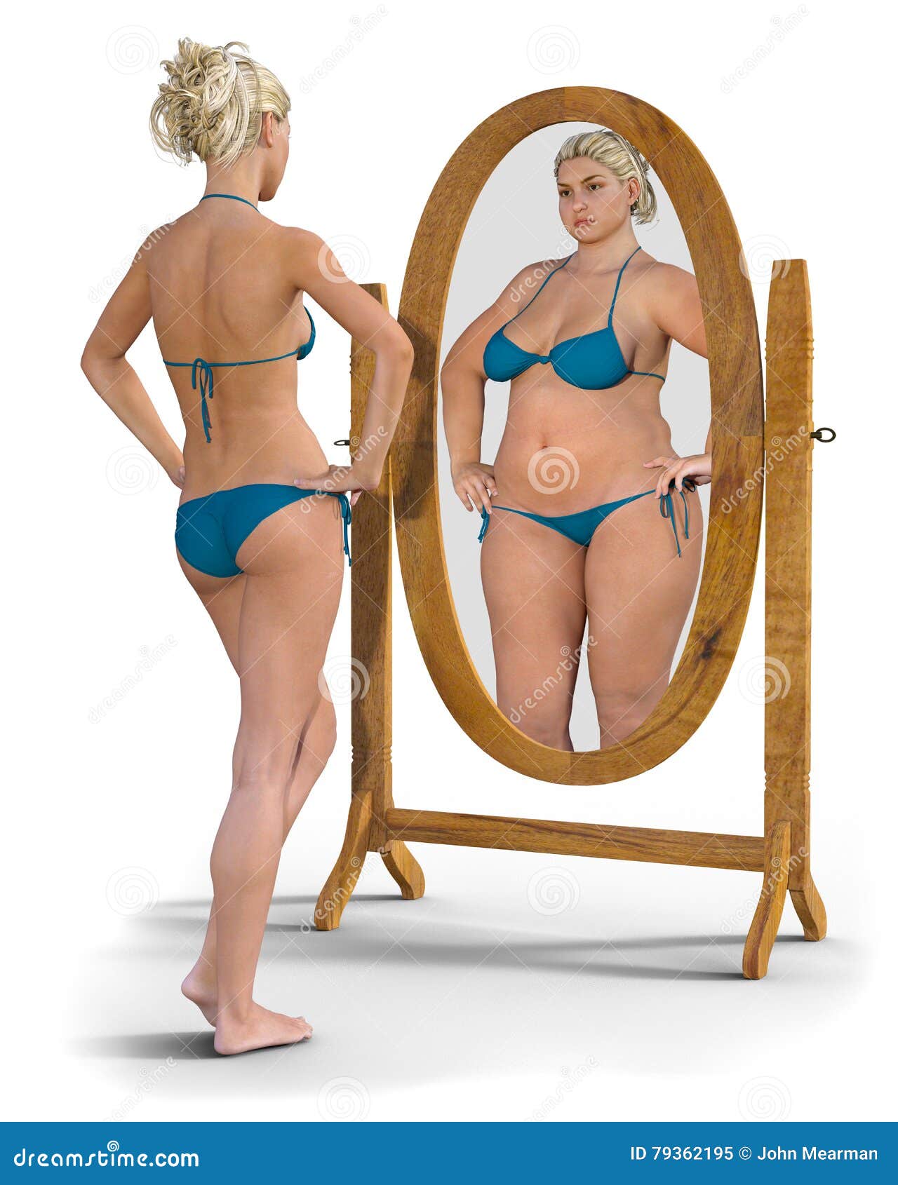 Madchen Im Spiegel Stockbild Bild Von Diat Fetthaltig 79362195