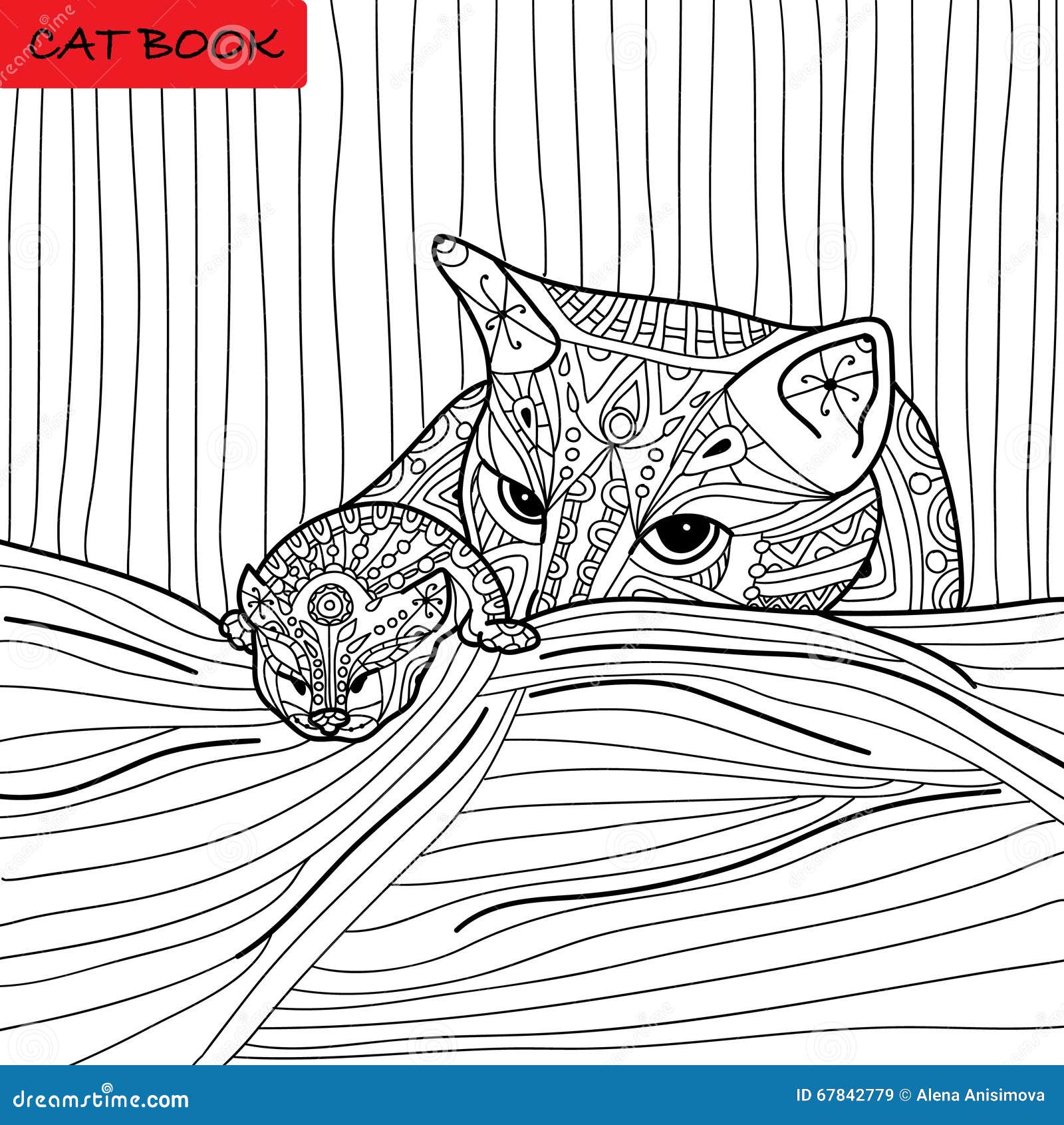M¨re de chat et son chaton livre de coloriage pour des adultes livre de chat de zentangle