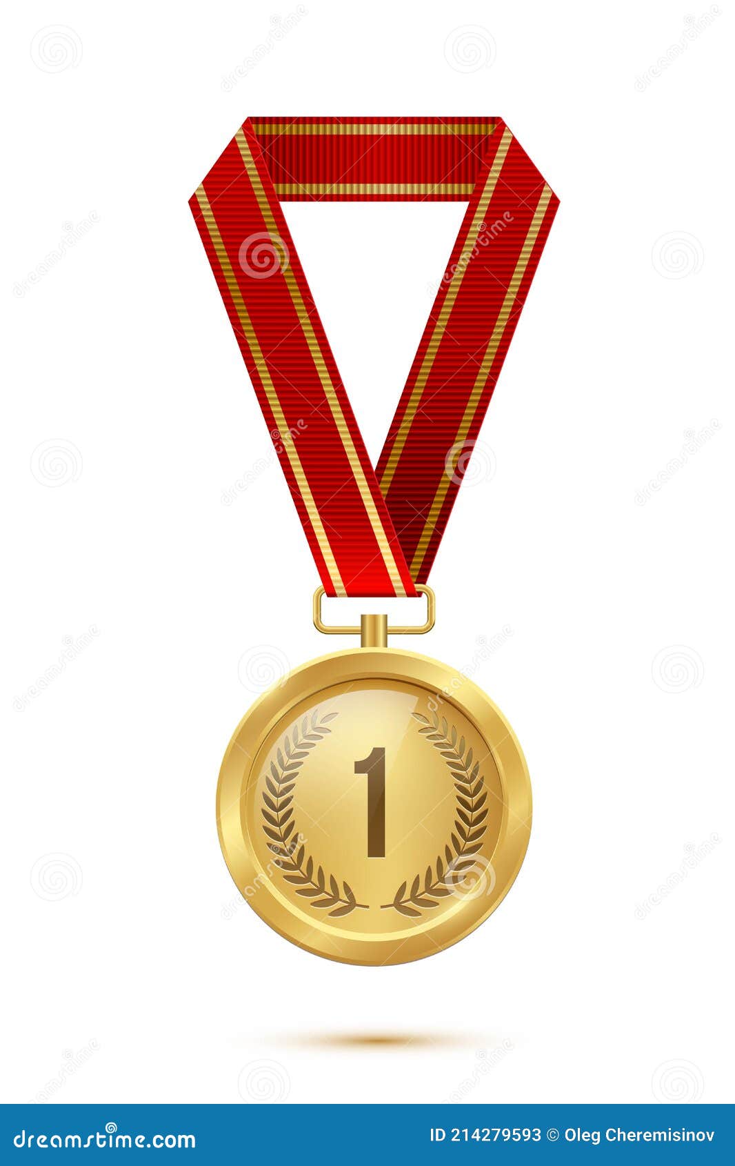 Médaille D'or Médailles D'or Du Numéro 1 Avec Les Rubans Rouges De