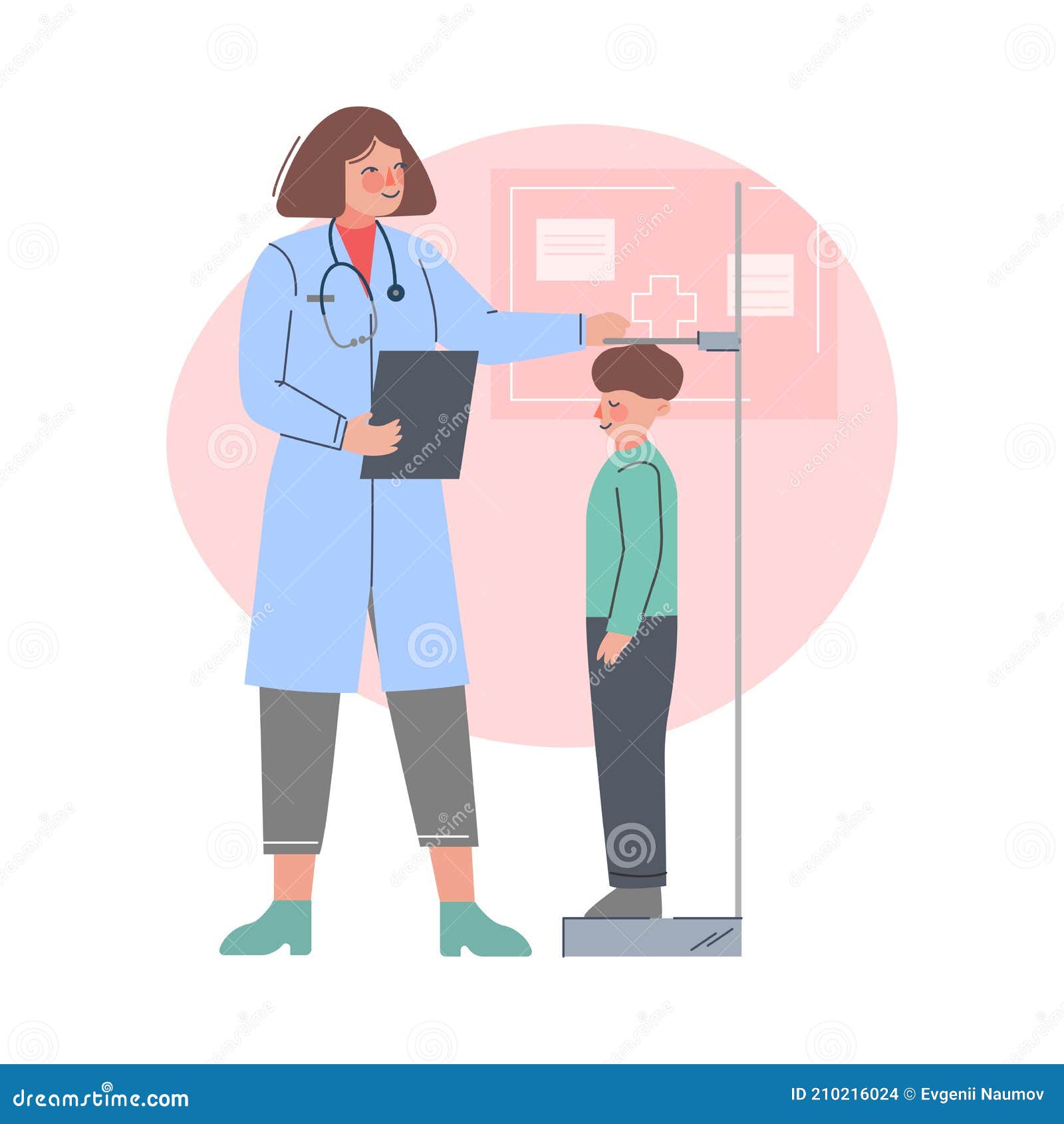 Médico e criança falando vetor de desenho animado