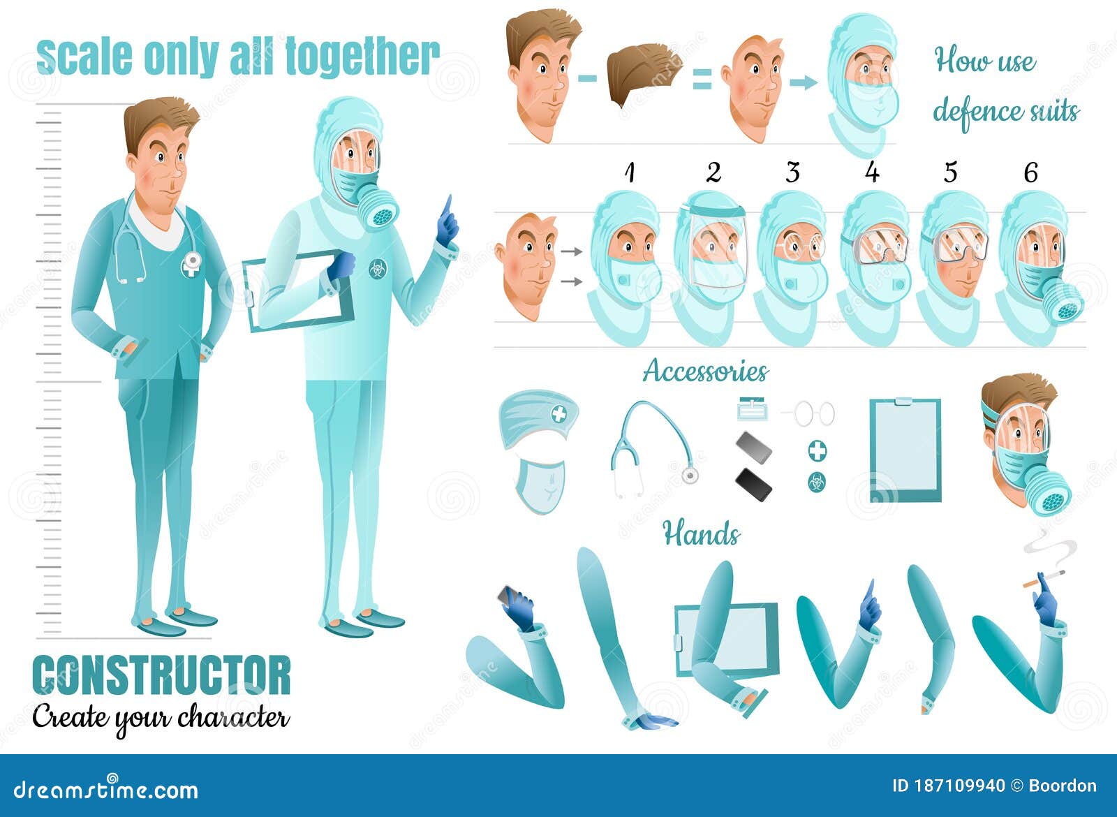 conjunto de personagens de desenhos animados de médico masculino, médico de  homem bonito em poses diferentes